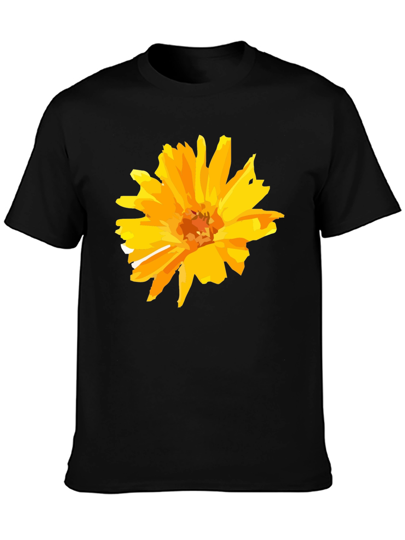 Floral Graphic Tee - Black Cotton T-Shirt