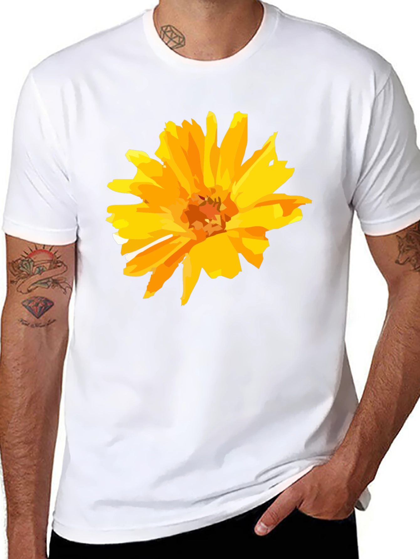 Floral Graphic Tee - Black Cotton T-Shirt