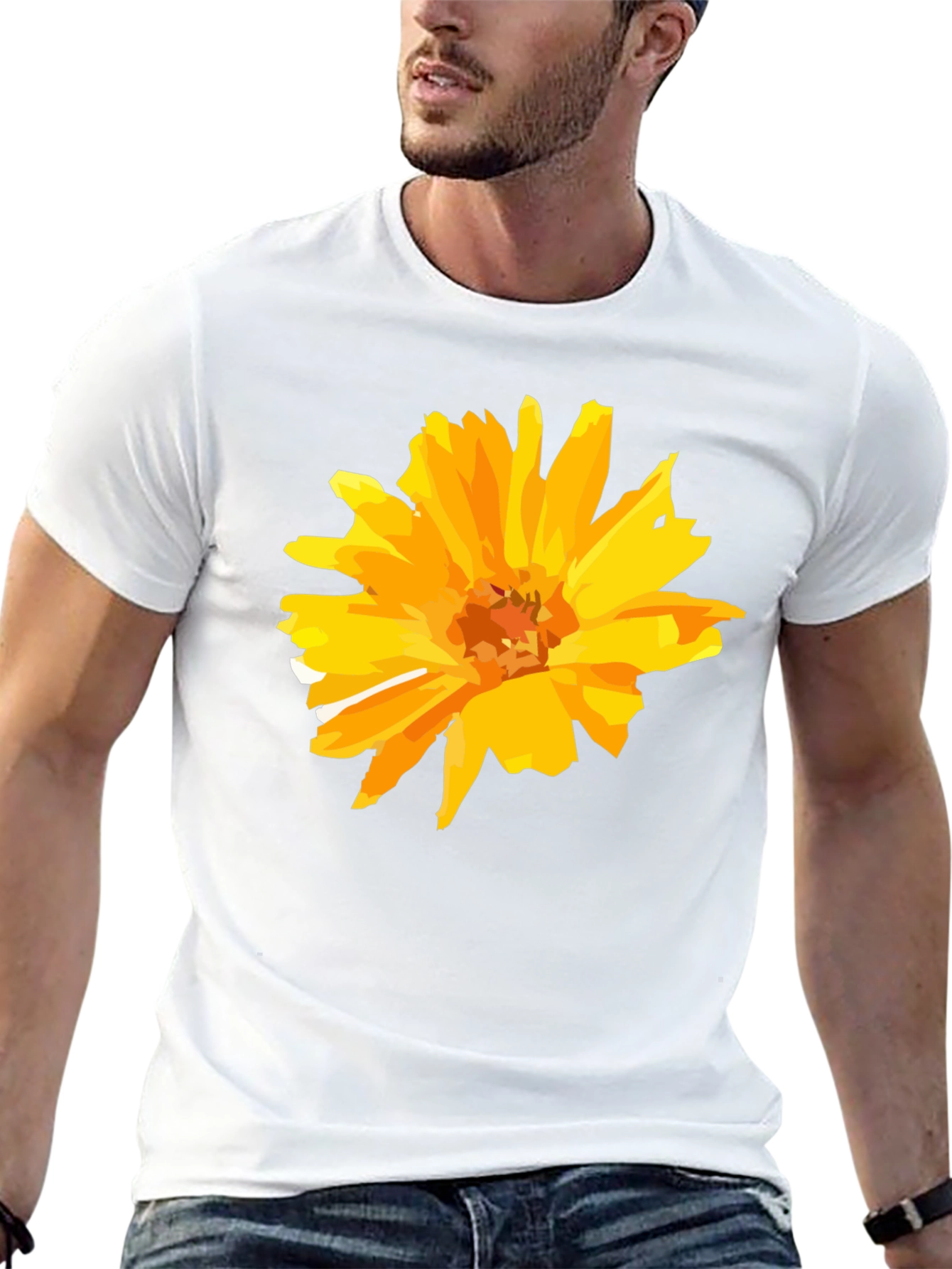 Floral Graphic Tee - Black Cotton T-Shirt
