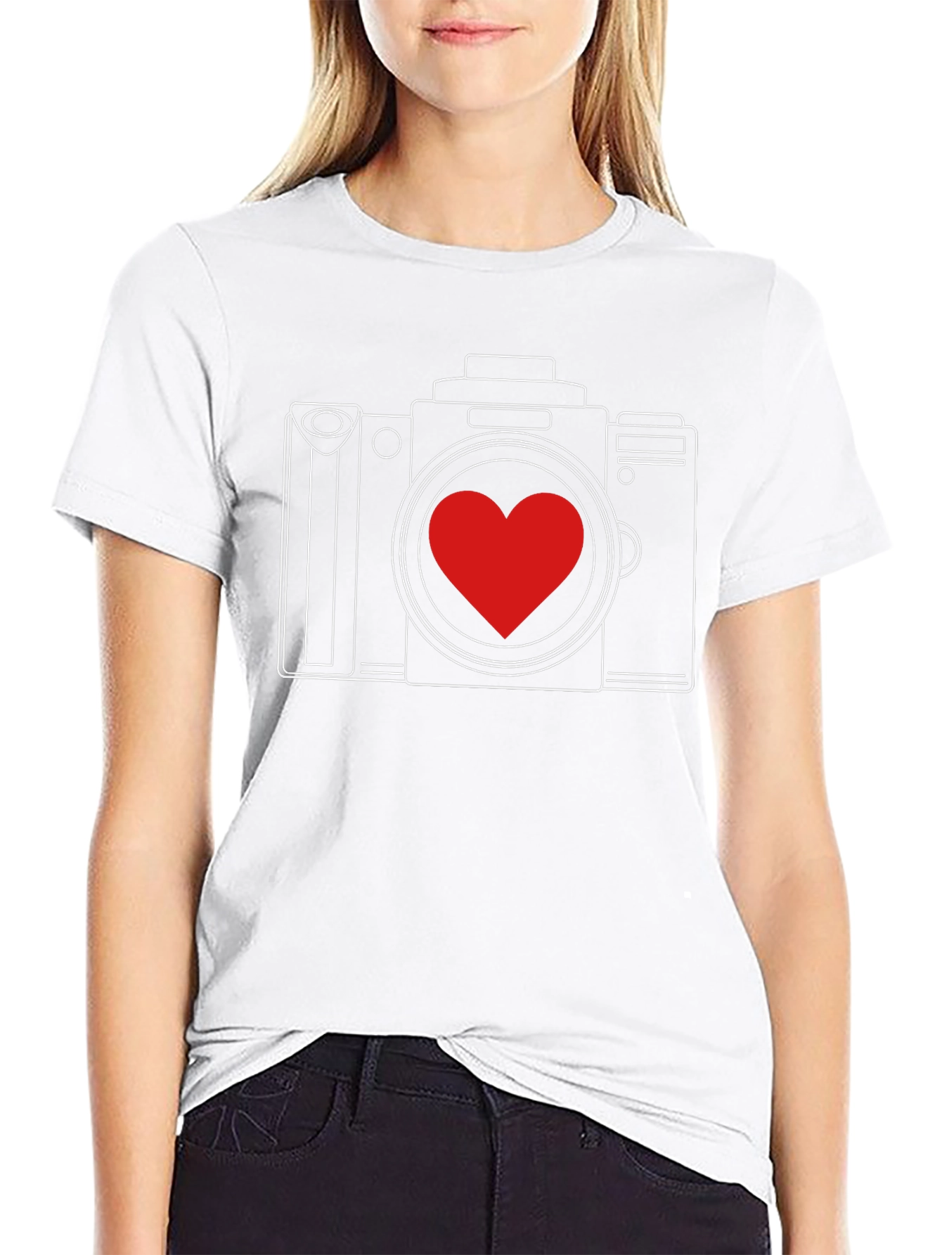 Camera Heart Graphic T-Shirt