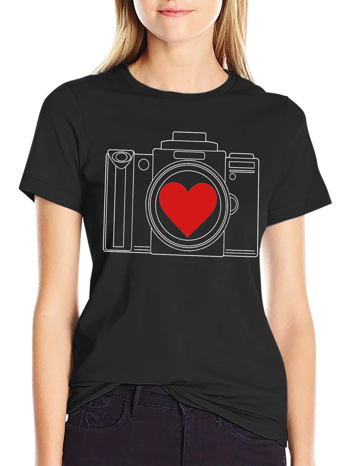 Camera Heart Graphic T-Shirt