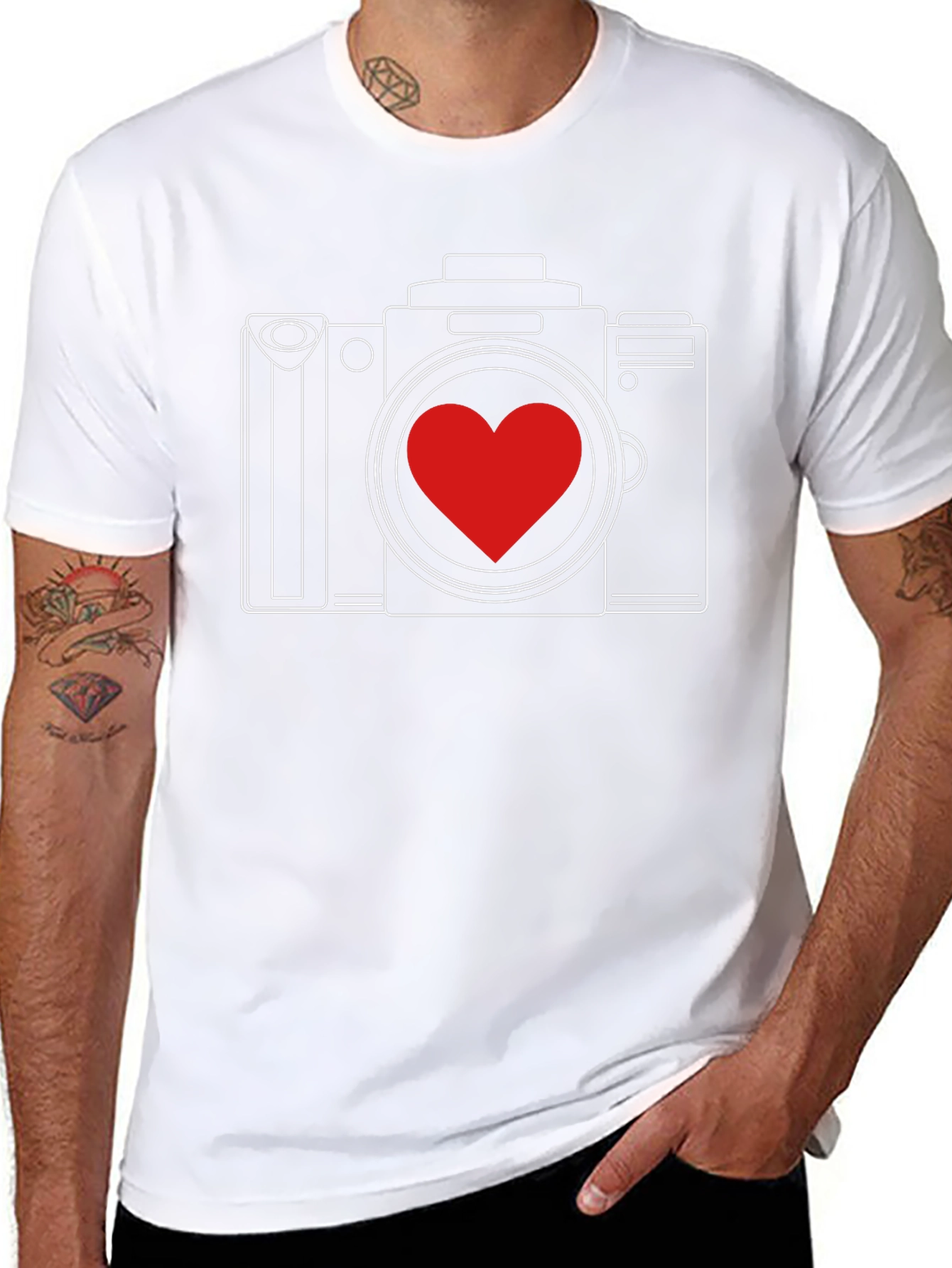 Camera Heart Graphic T-Shirt
