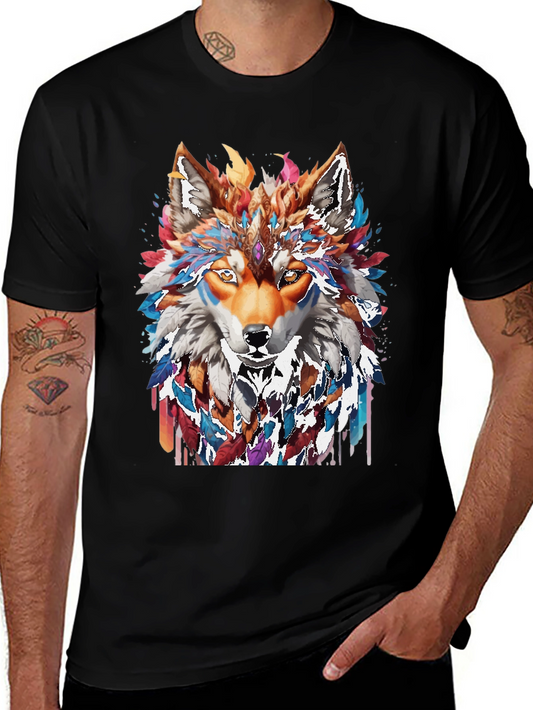 Wolf Spirit Graphic Tee - Artistic Animal Design