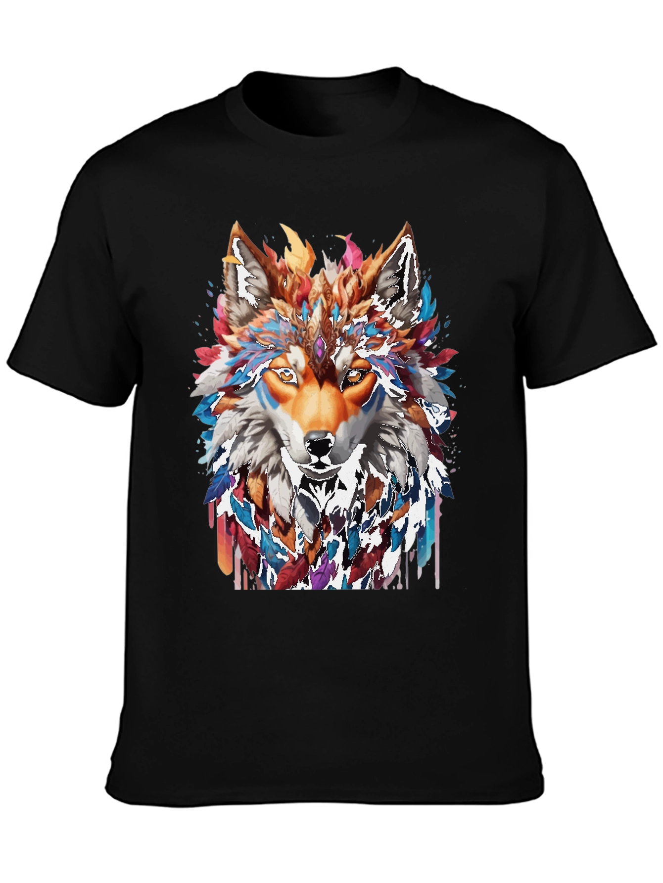 Wolf Spirit Graphic Tee - Artistic Animal Design