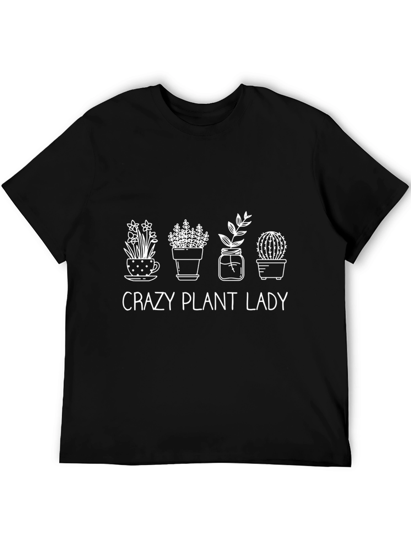 Crazy Plant Lady Graphic Tee - Black Cotton T-Shirt