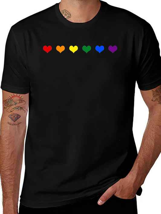 Rainbow Hearts Pride T-Shirt - Black
