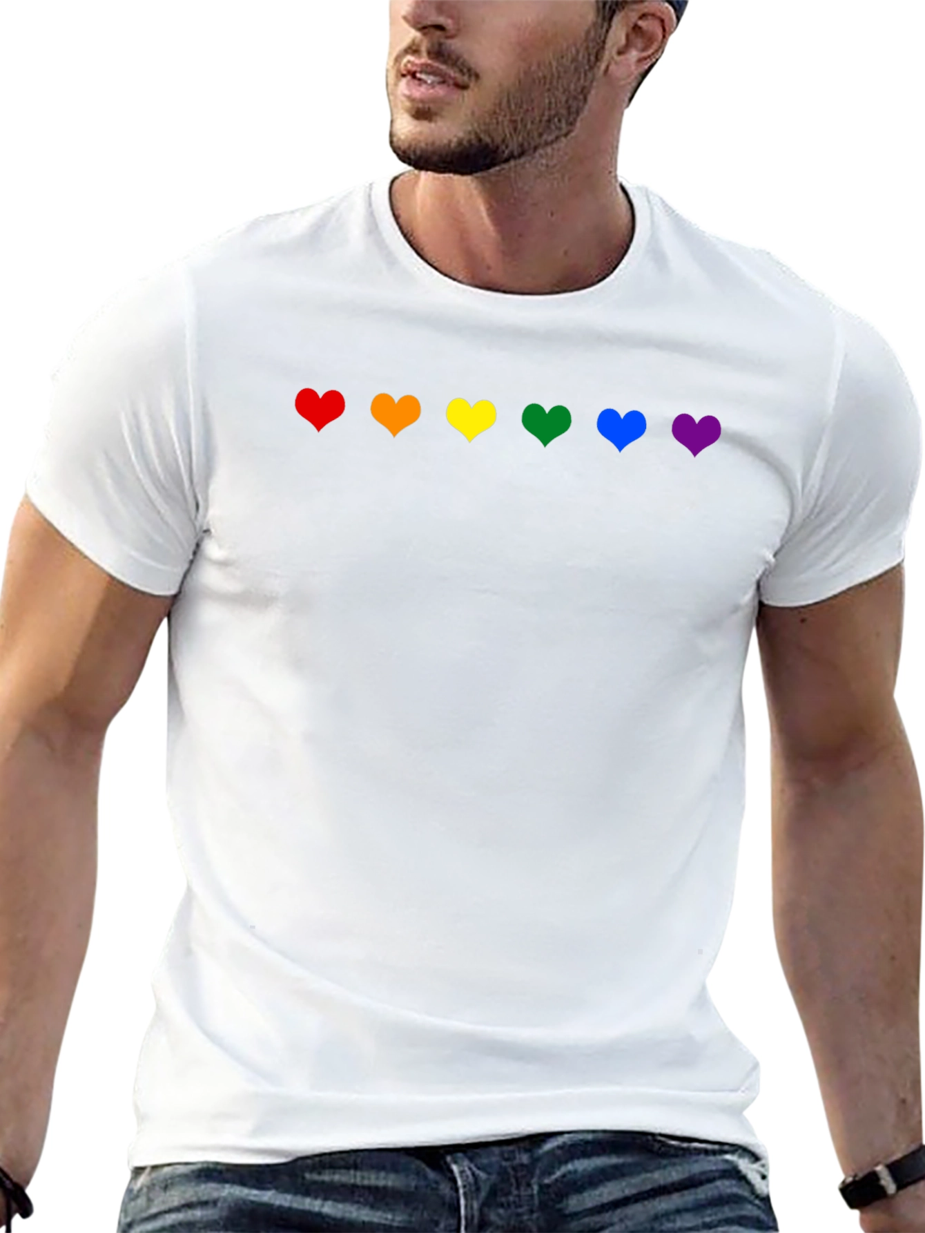 Rainbow Hearts Pride T-Shirt - Black