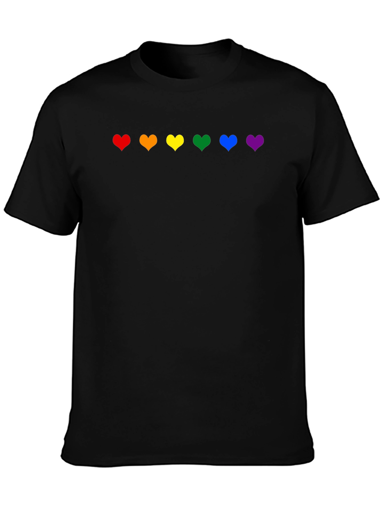Rainbow Hearts Pride T-Shirt - Black