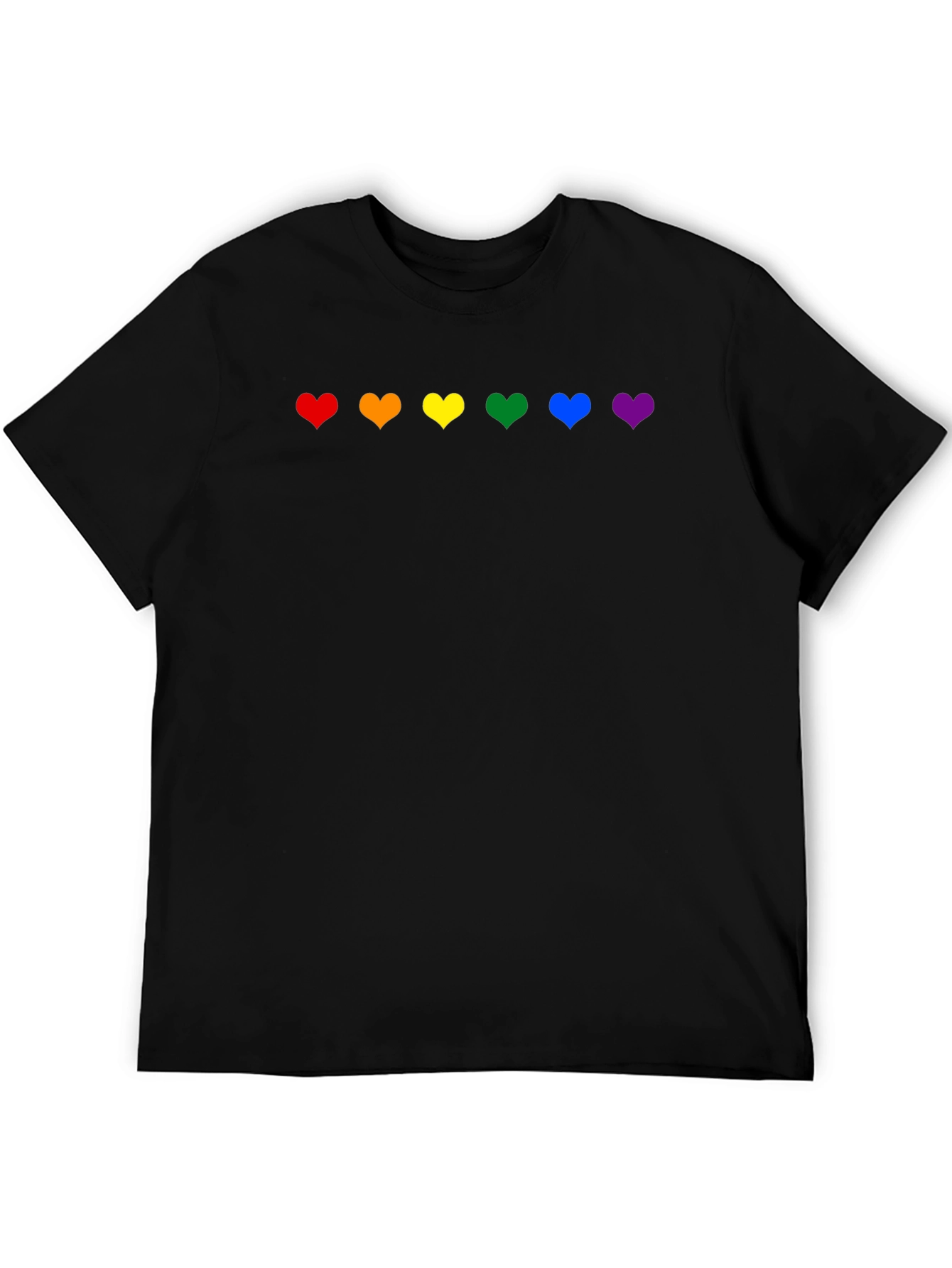 Rainbow Hearts Pride T-Shirt - Black