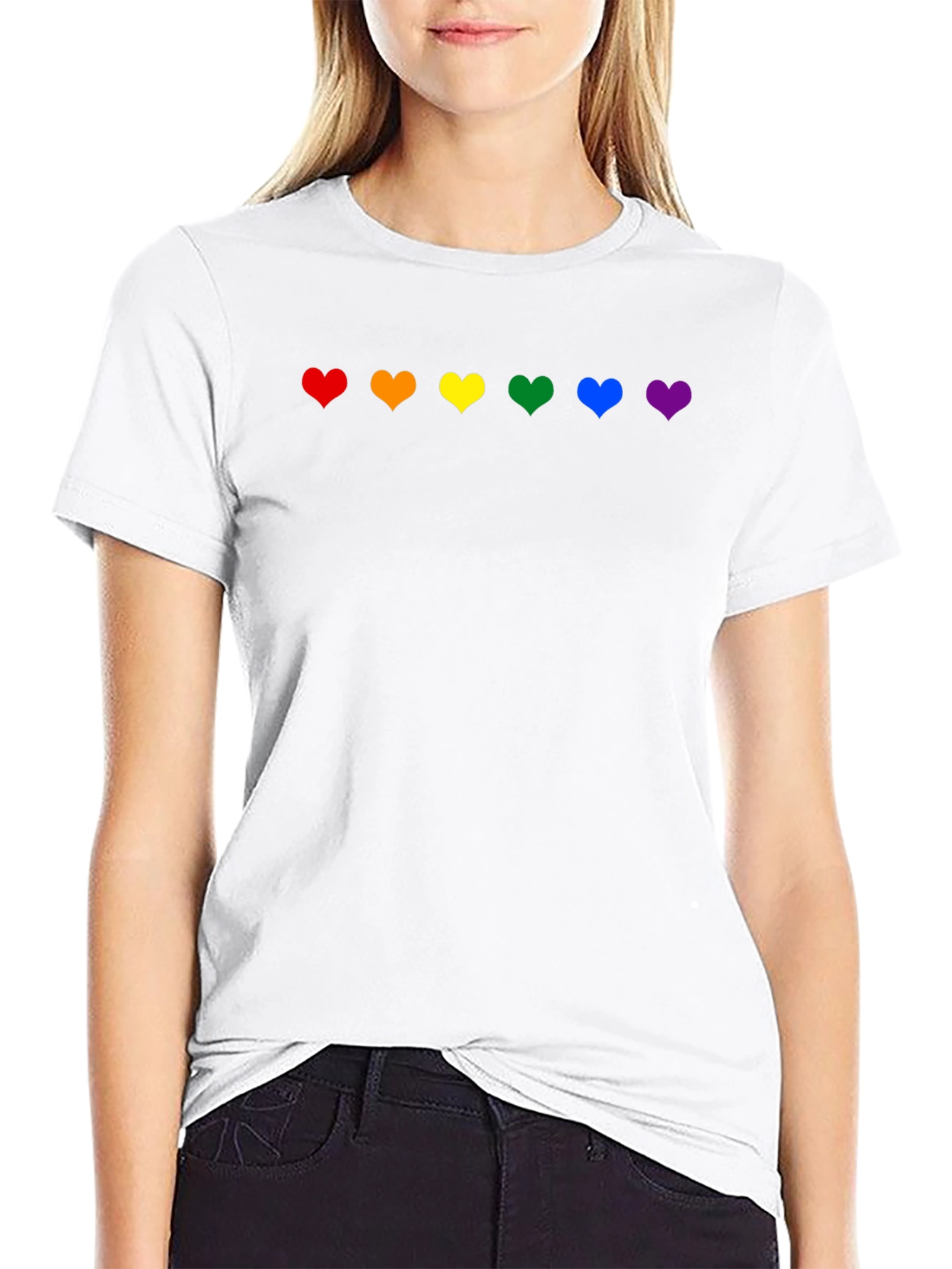 Rainbow Hearts Pride T-Shirt - Black
