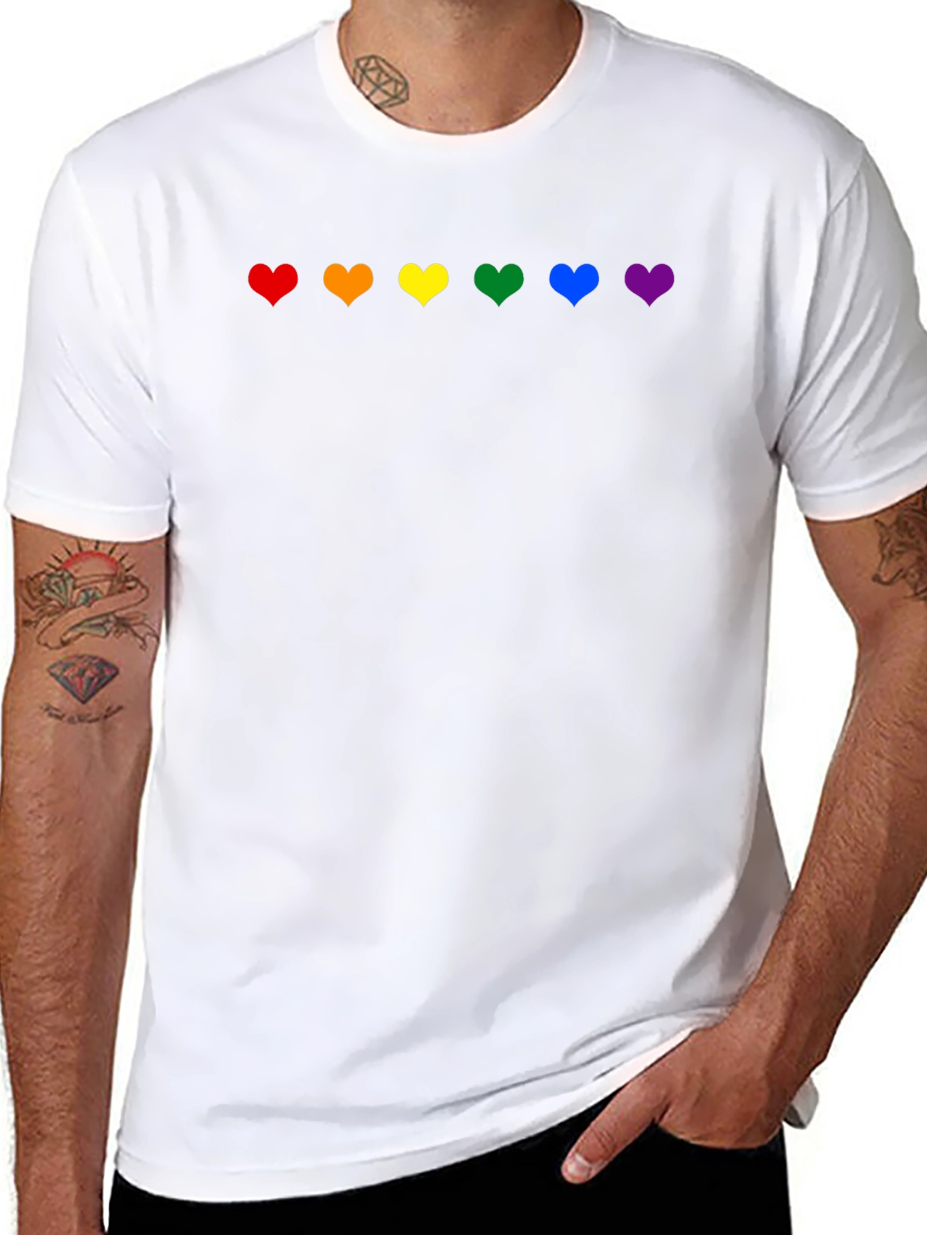 Rainbow Hearts Pride T-Shirt - Black