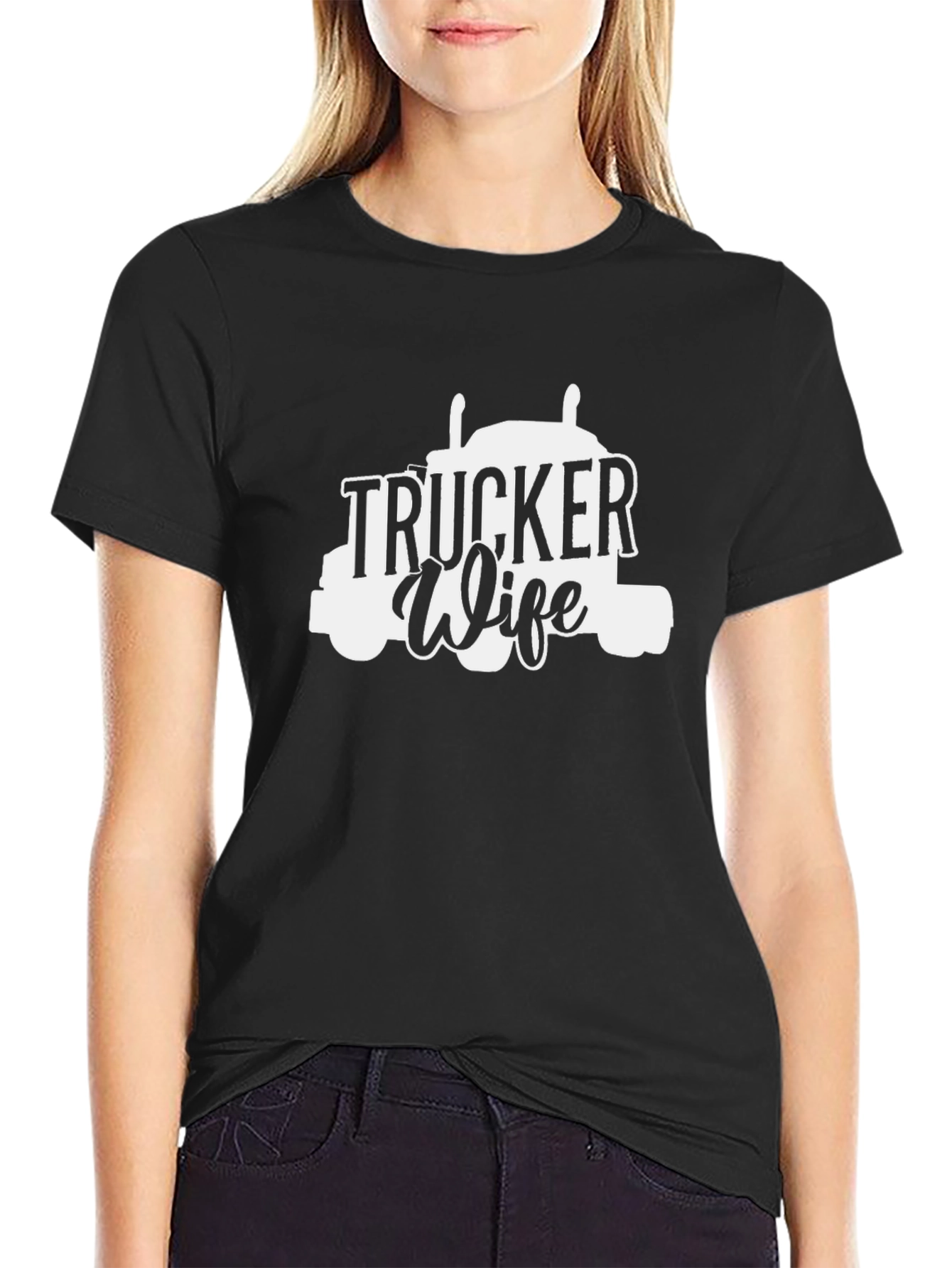 Trucker Wife Graphic T-Shirt - Black
