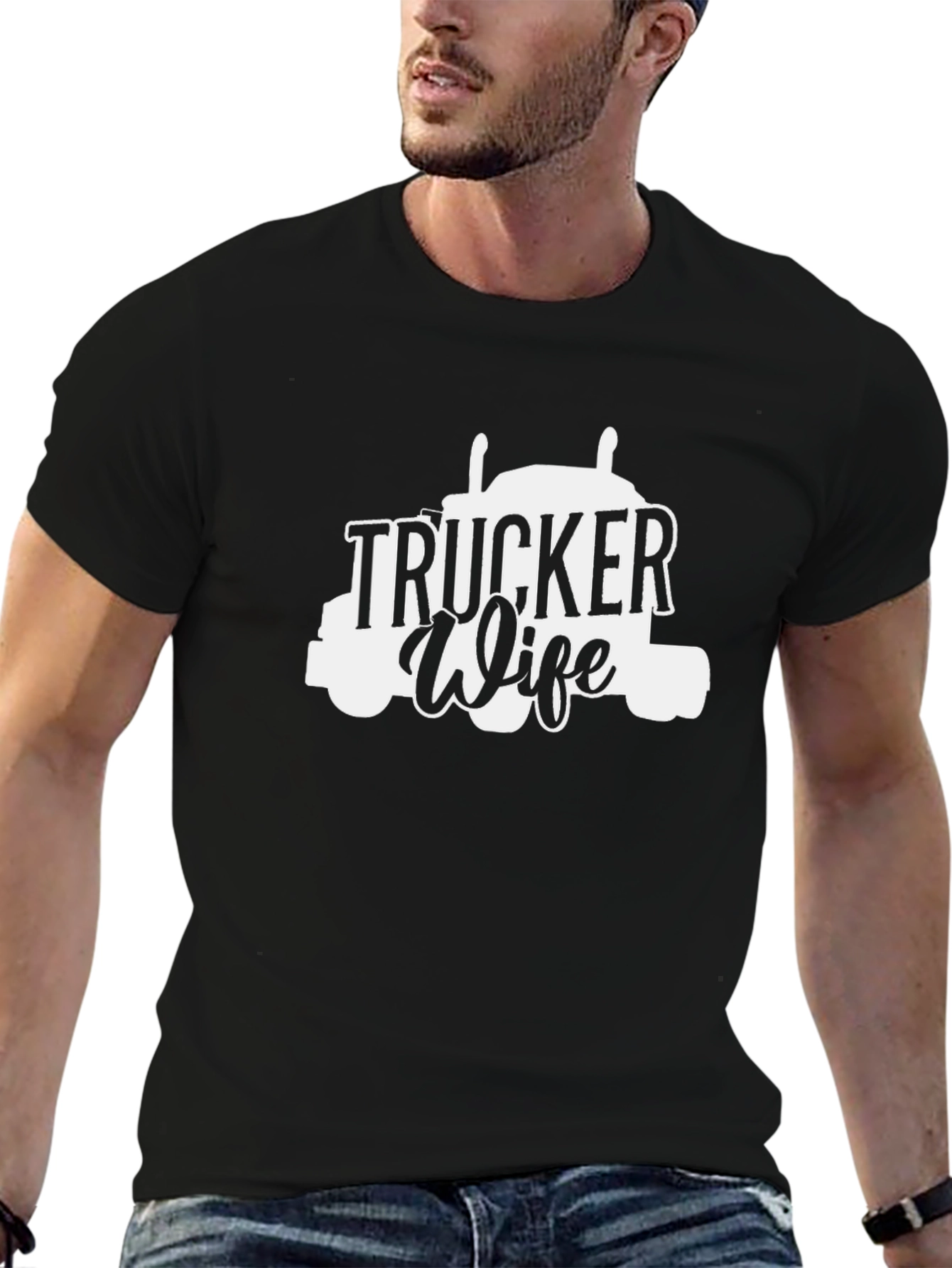 Trucker Wife Graphic T-Shirt - Black
