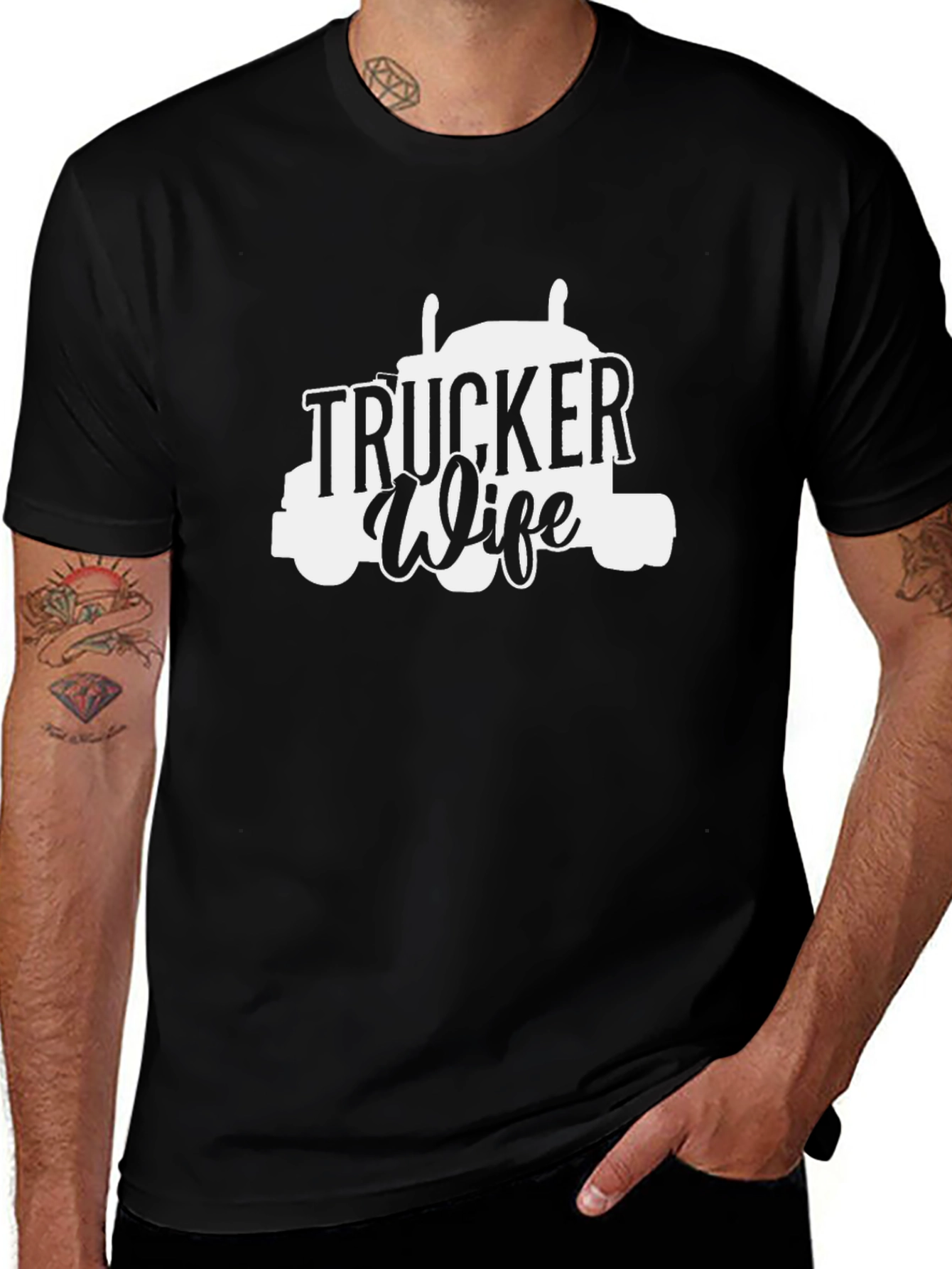 Trucker Wife Graphic T-Shirt - Black