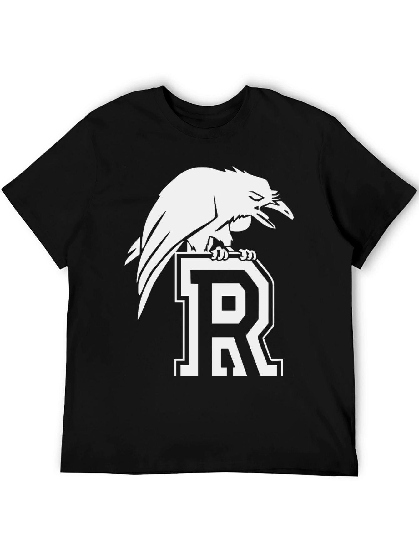 Raven Perched on Letter R Graphic Tee - Black