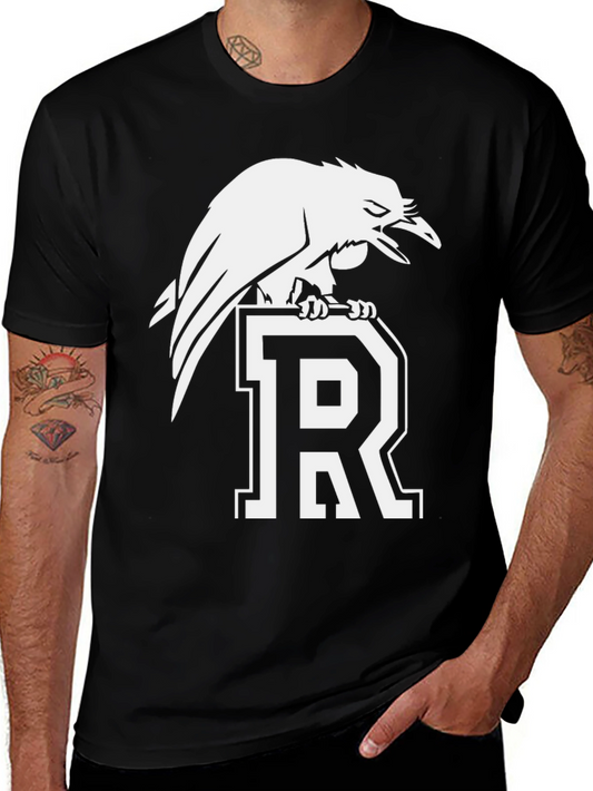 Raven Perched on Letter R Graphic Tee - Black
