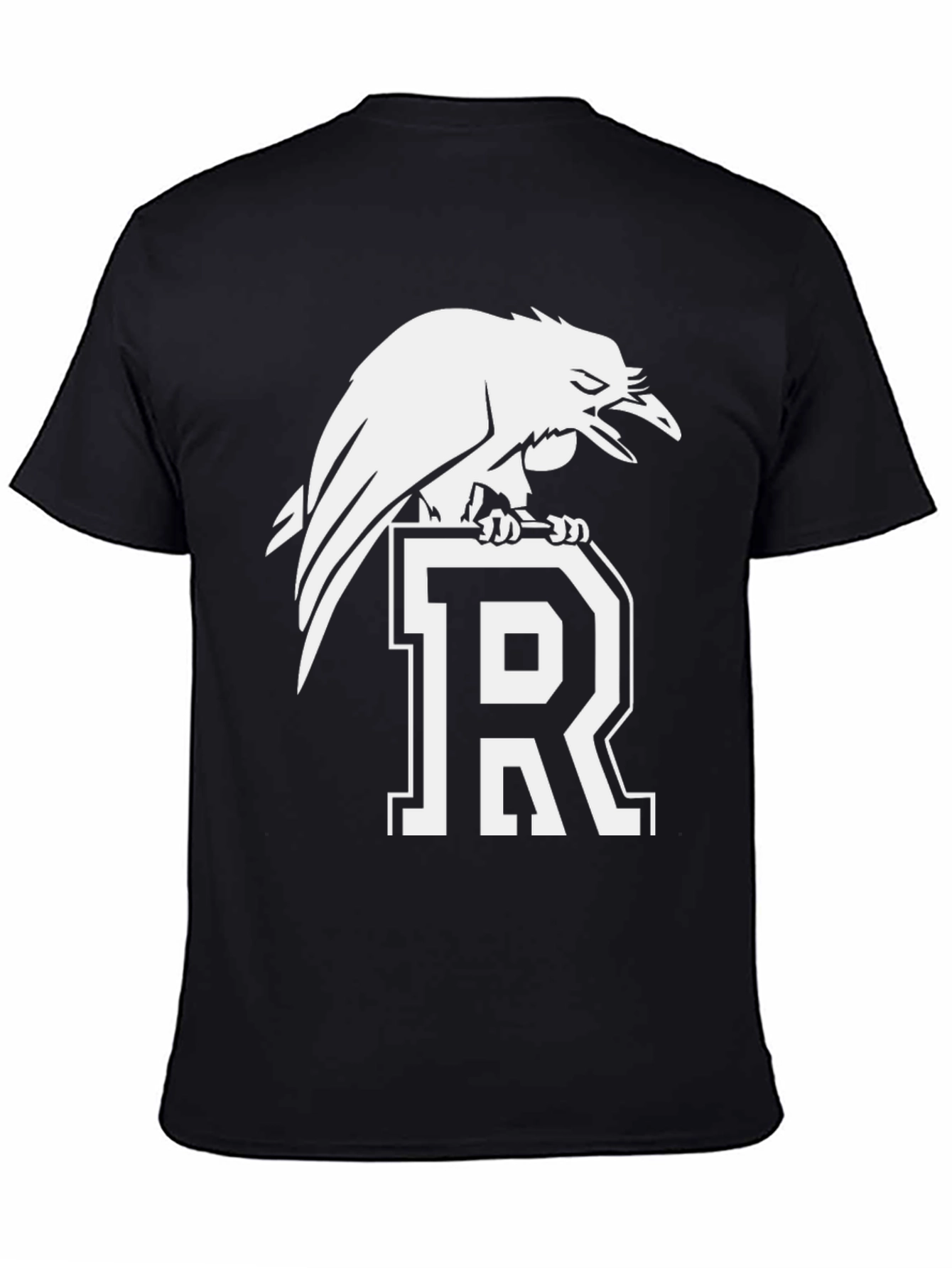 Raven Perched on Letter R Graphic Tee - Black