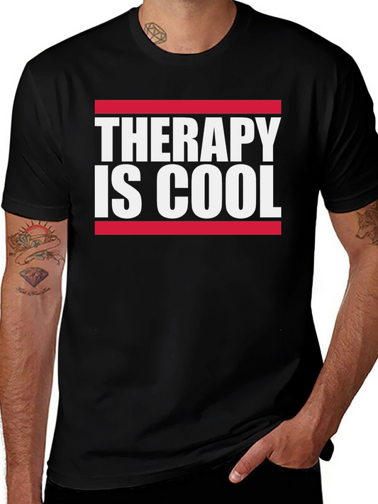 Therapy Is Cool Graphic Tee - Black Cotton T-Shirt