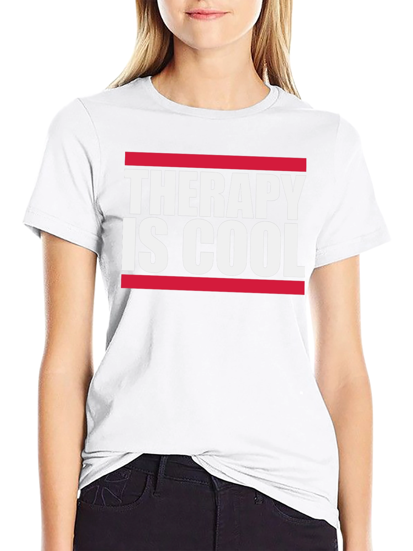 Therapy Is Cool Graphic Tee - Black Cotton T-Shirt