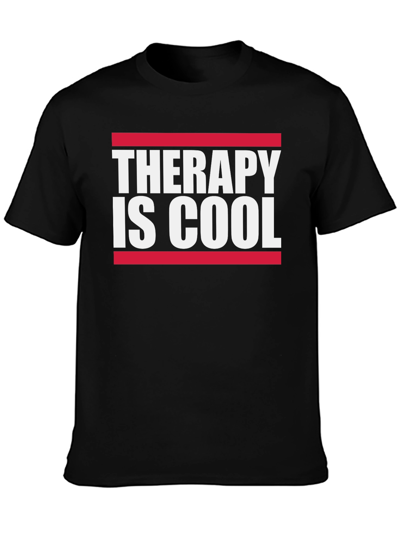 Therapy Is Cool Graphic Tee - Black Cotton T-Shirt