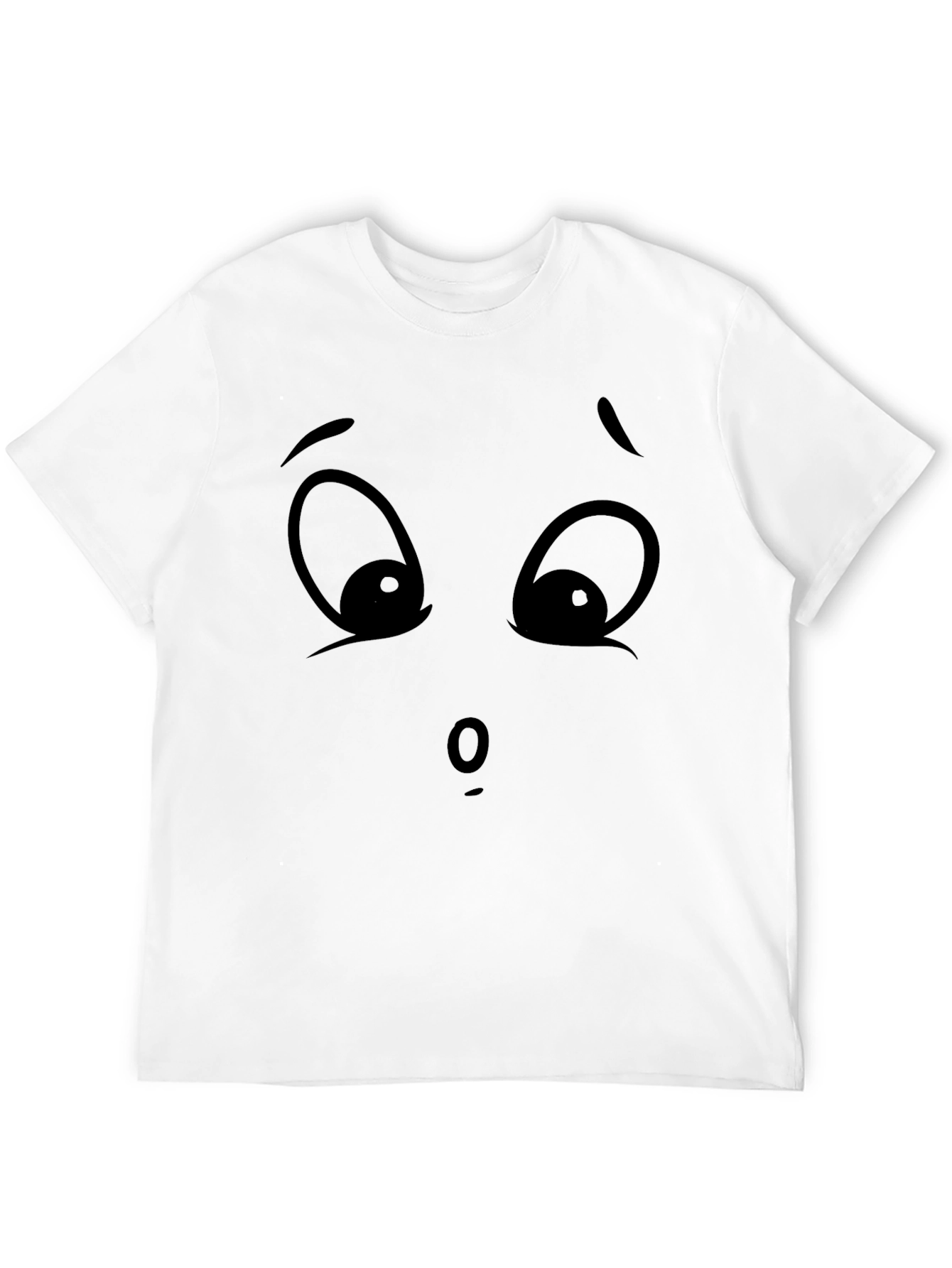 Cartoon Face Graphic Tee - Expressive Black T-Shirt
