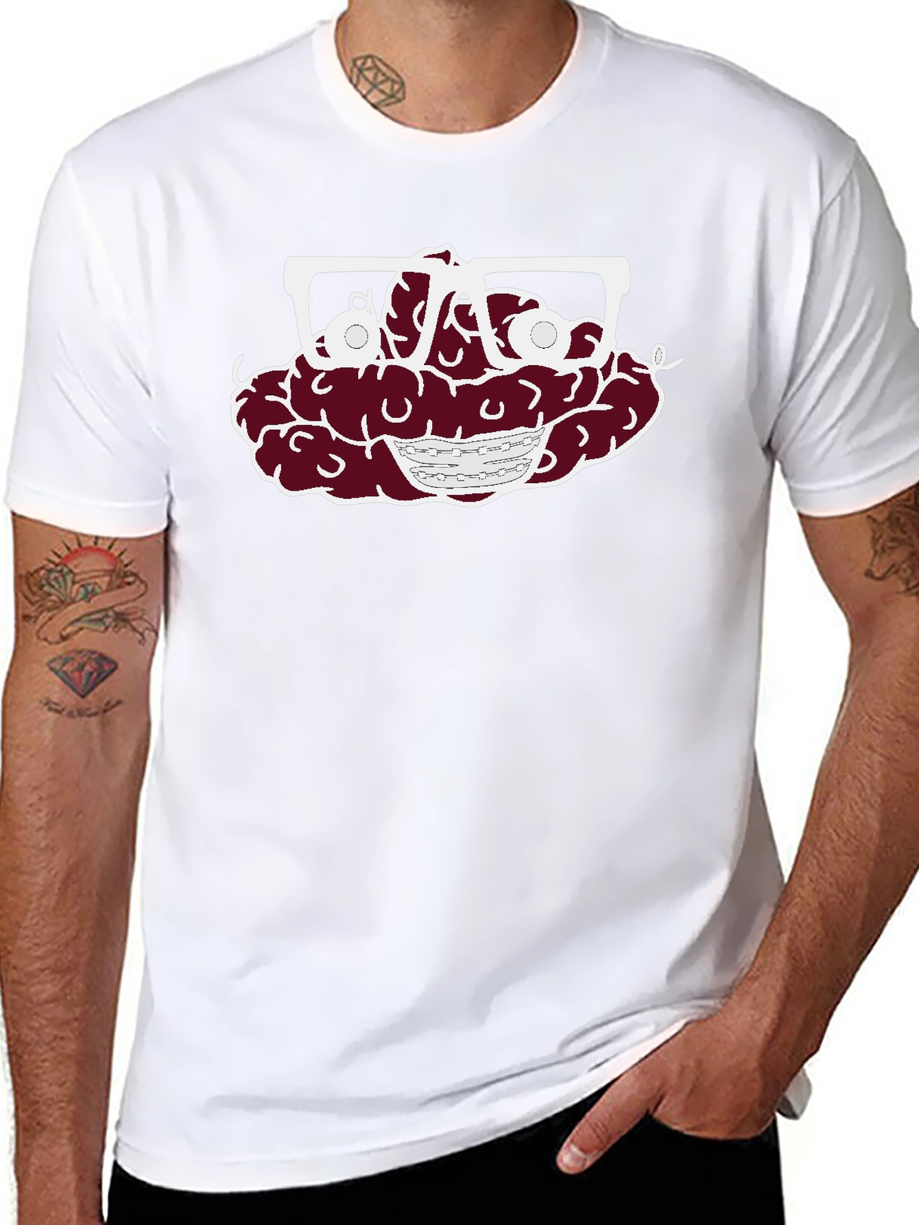 Brain with Glasses Graphic Tee - Unisex T-Shirt