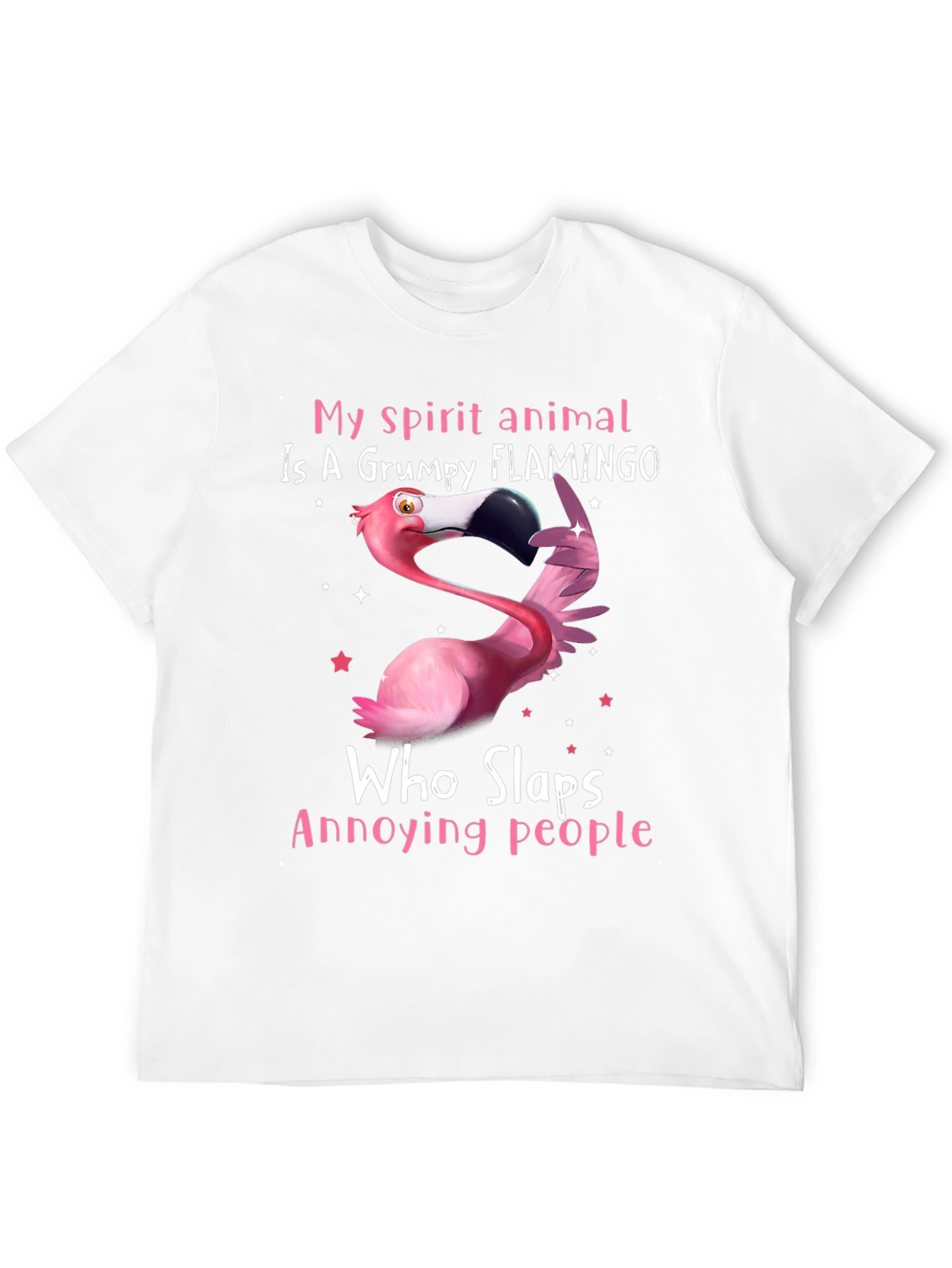 Grumpy Flamingo T-Shirt - Slaps Annoying People