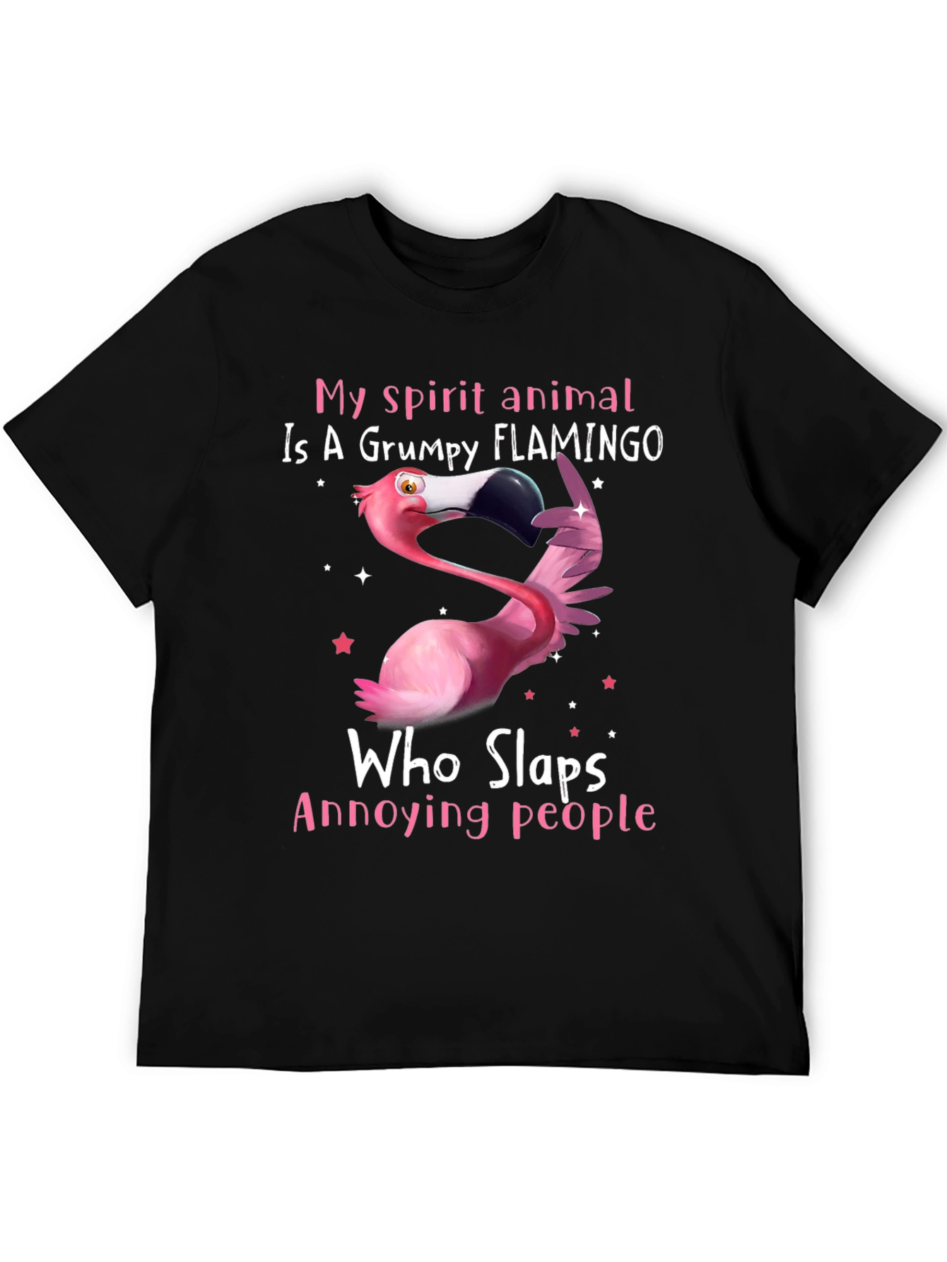 Grumpy Flamingo T-Shirt - Slaps Annoying People