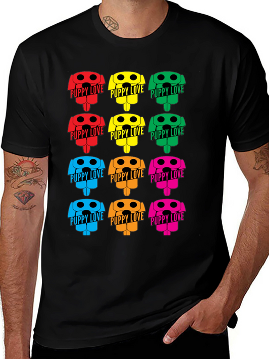 Puppy Love Graphic Tee - Colorful Dog Design