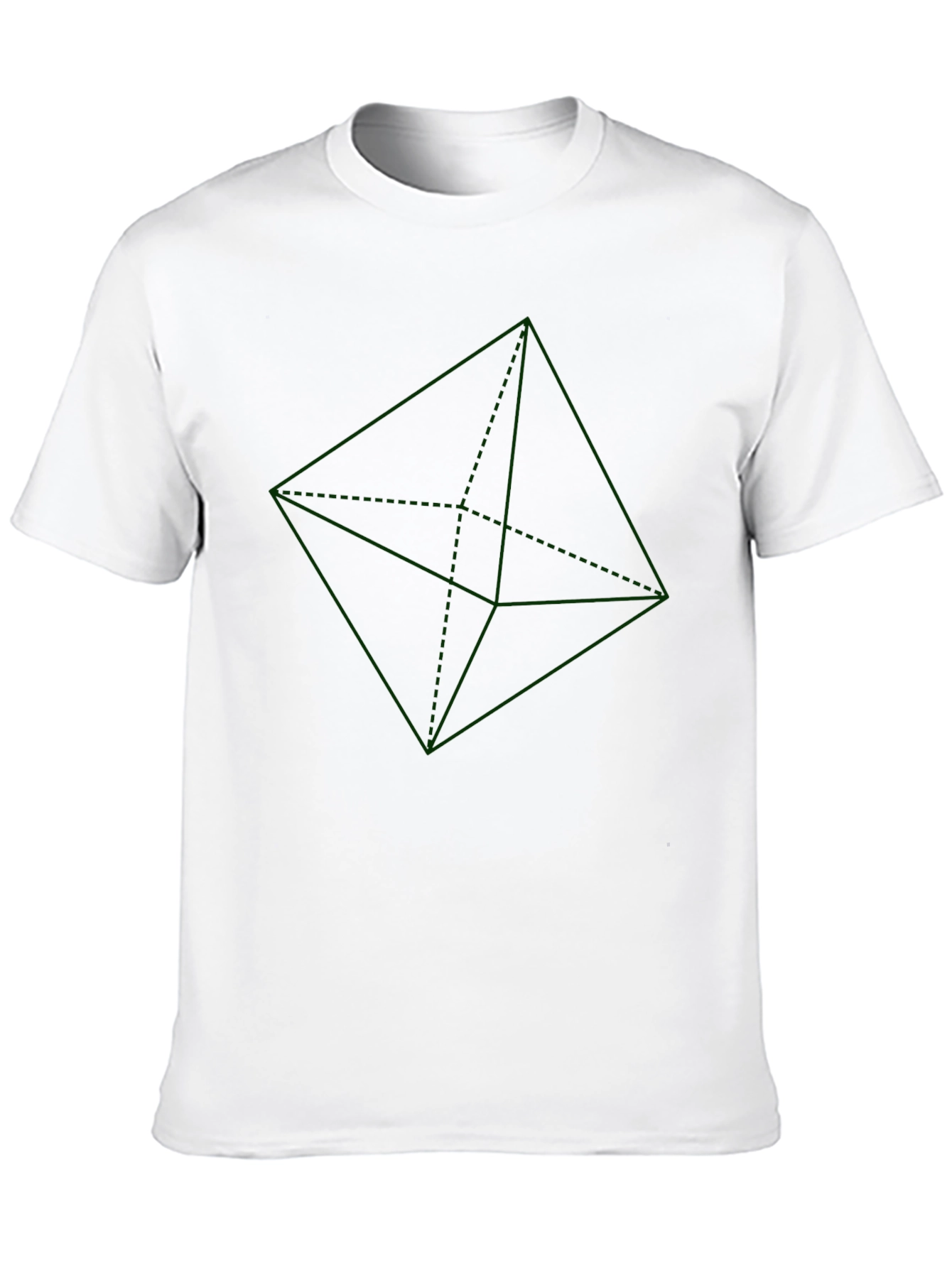 Geometric Green Design on Black T-Shirt