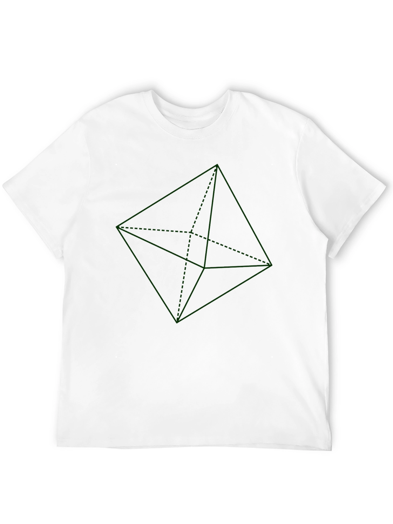 Geometric Green Design on Black T-Shirt