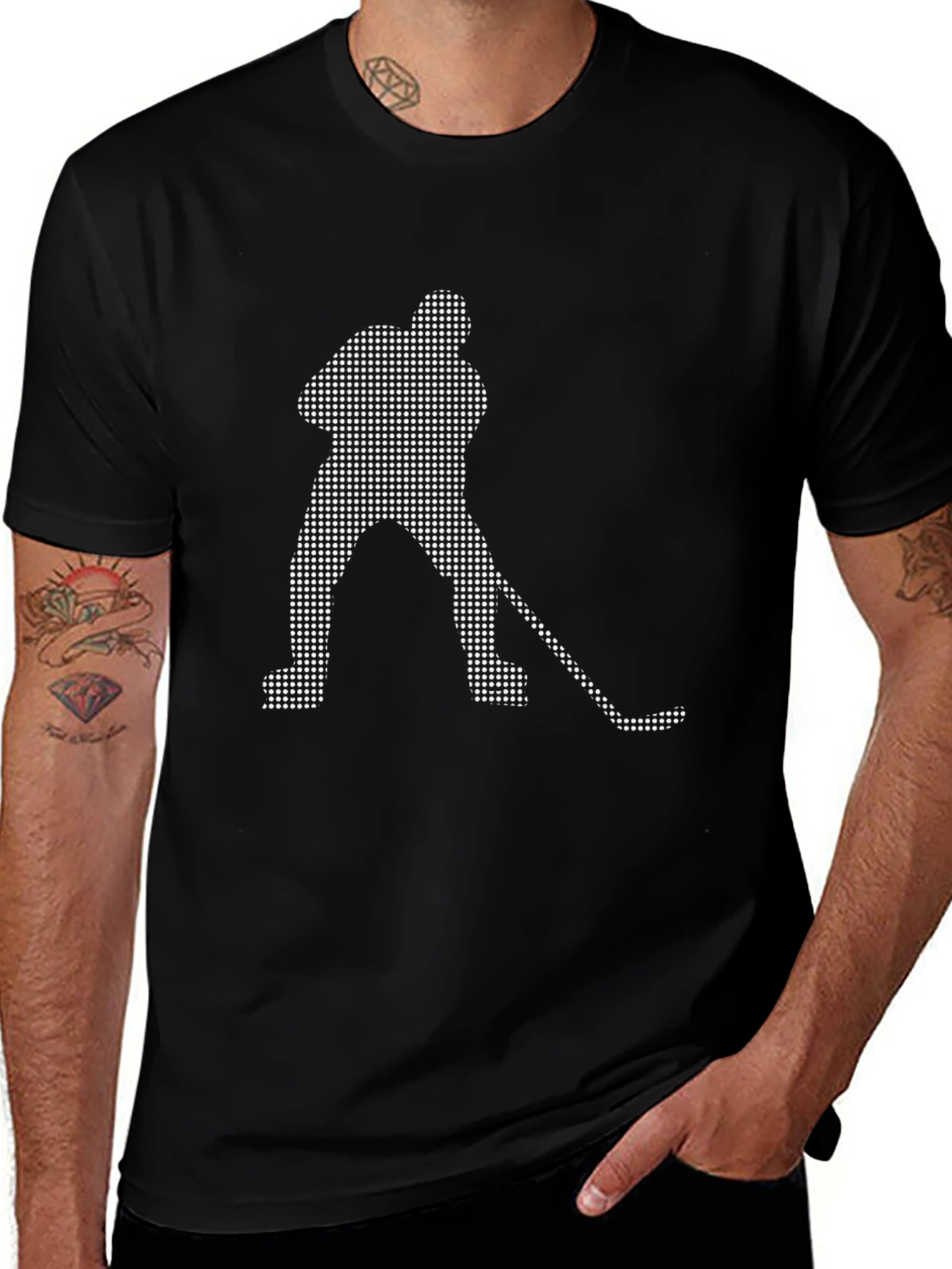 Hockey Player Dot Art Graphic T-Shirt