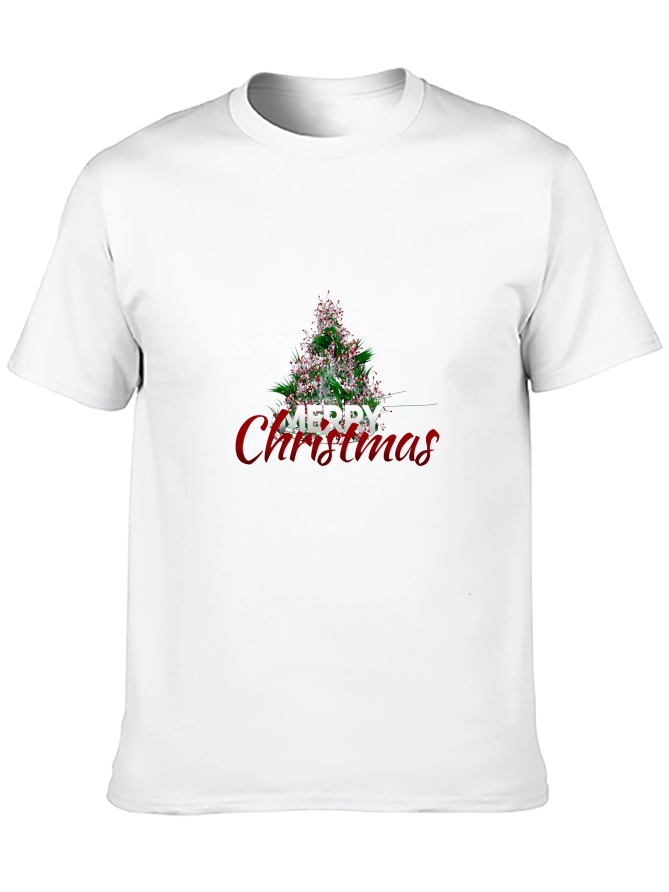Festive Merry Christmas Tree Graphic Tee - Holiday Apparel