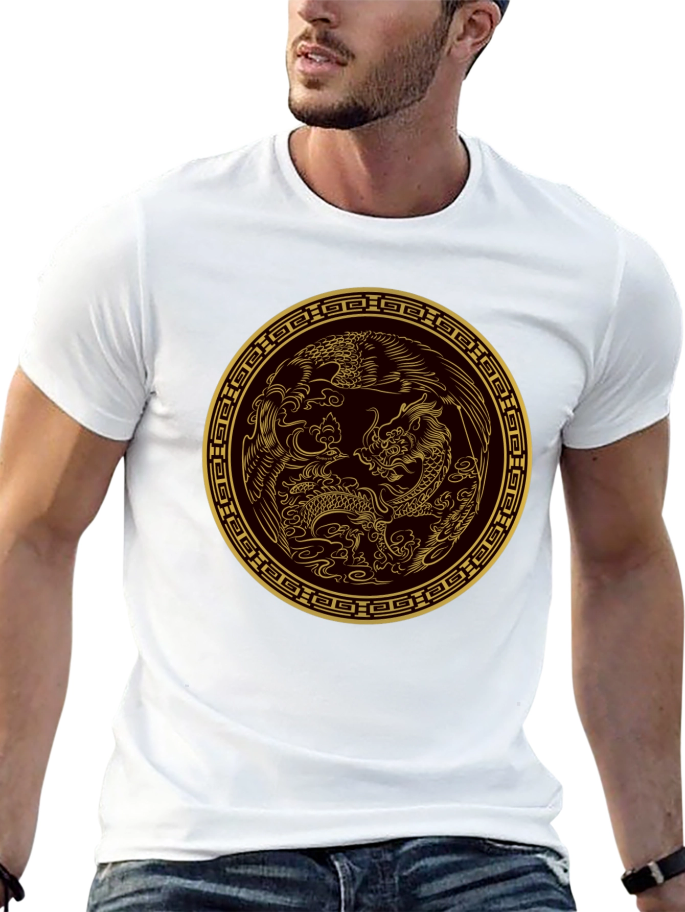 Dragon & Phoenix Graphic Tee - Black