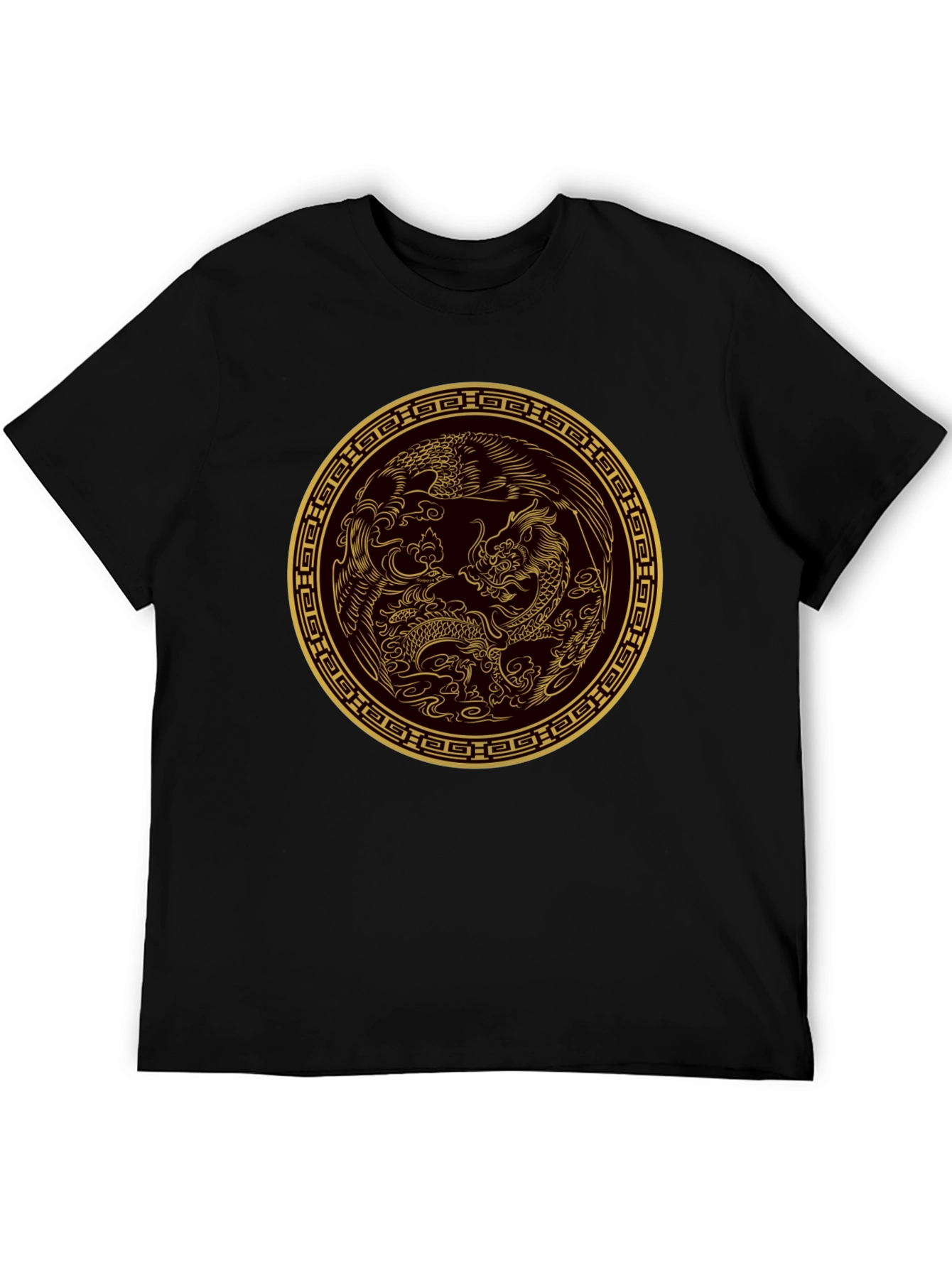 Dragon & Phoenix Graphic Tee - Black