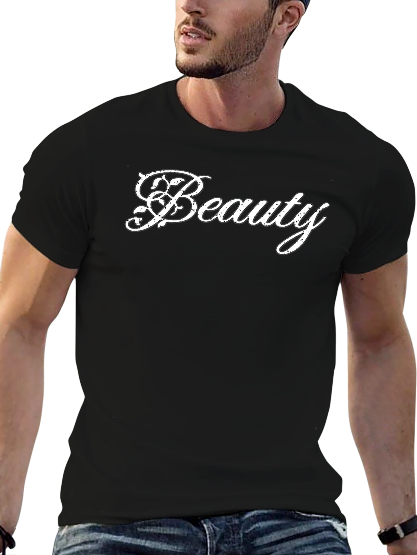 Beauty Graphic Tee - Mens Black Cotton T-Shirt