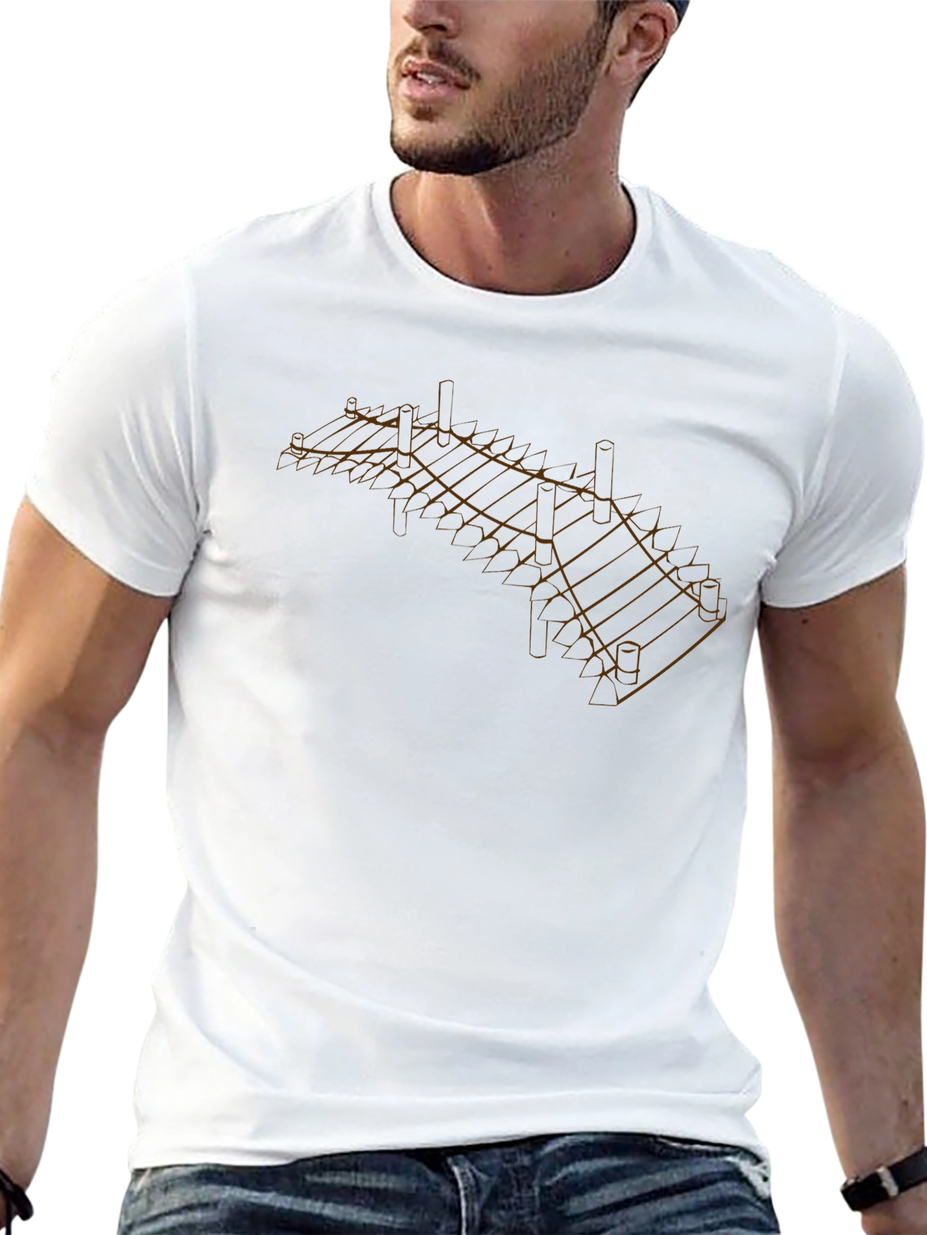 Geometric Dock Graphic Tee - Modern Style