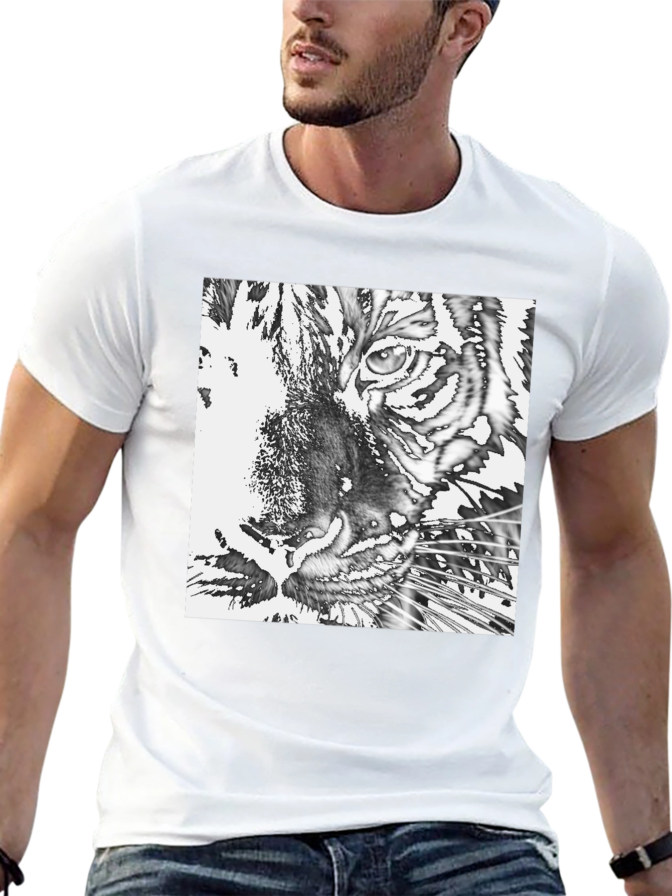Tiger Graphic Print Black T-Shirt