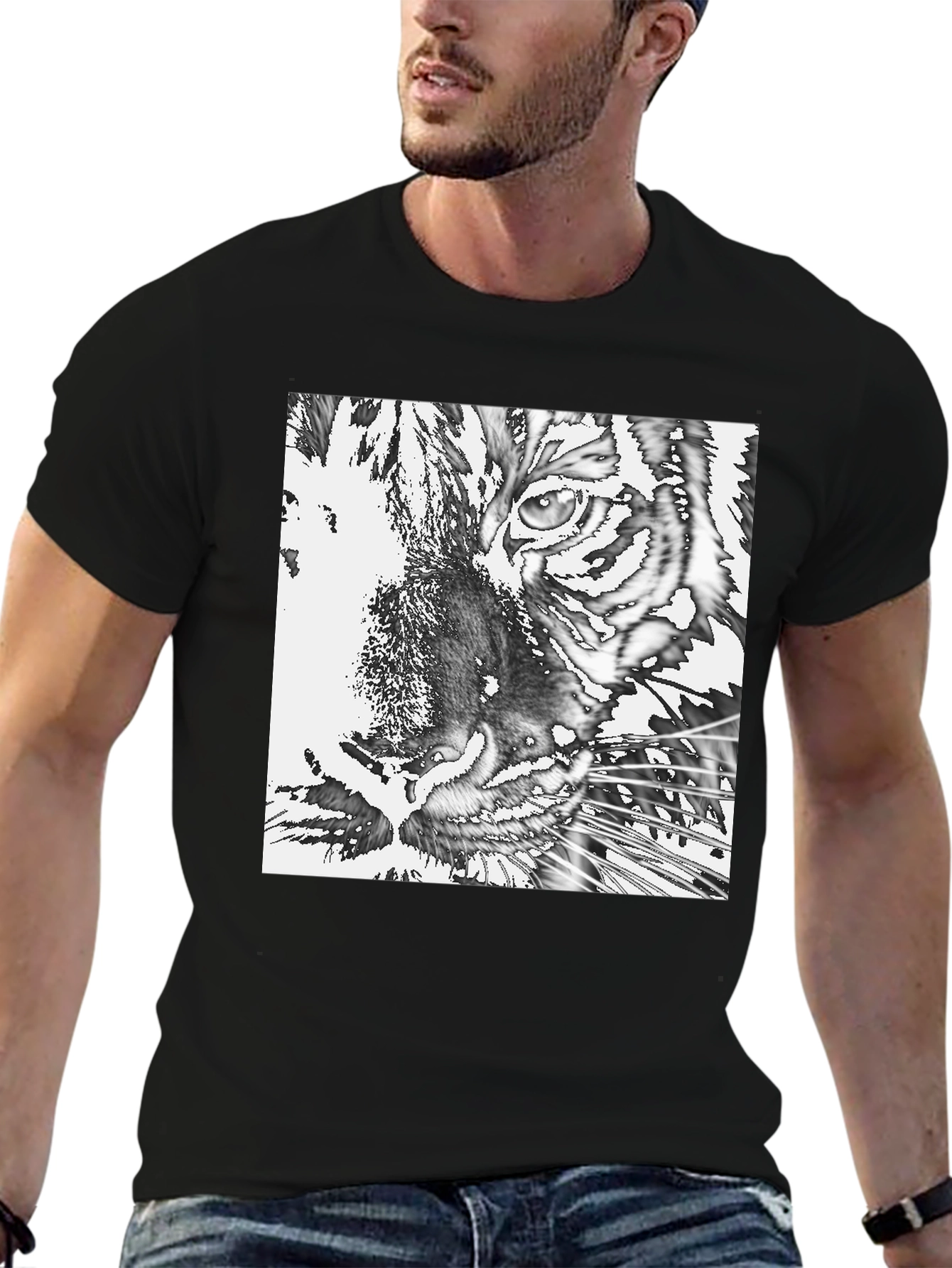 Tiger Graphic Print Black T-Shirt