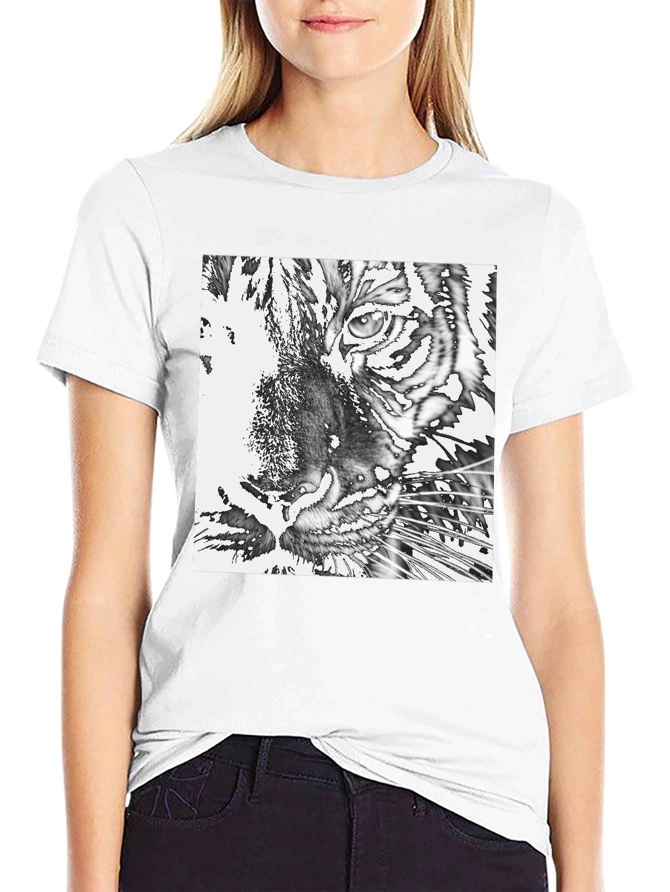 Tiger Graphic Print Black T-Shirt