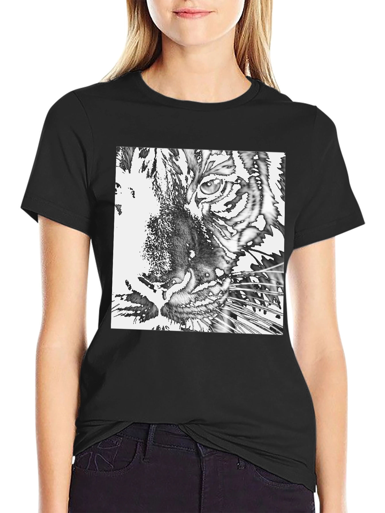Tiger Graphic Print Black T-Shirt