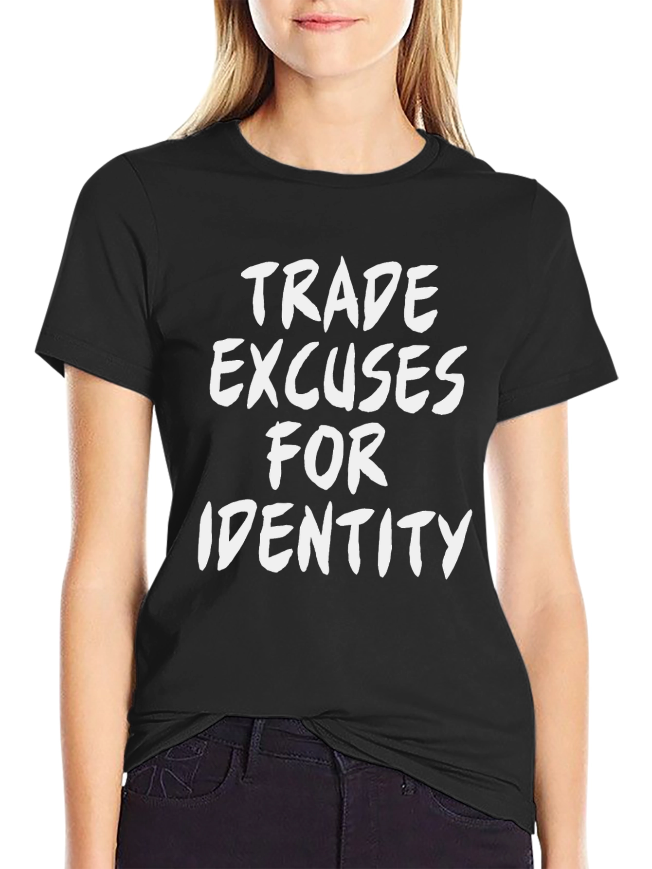 Trade Excuses for Identity Black Graphic T-Shirt
