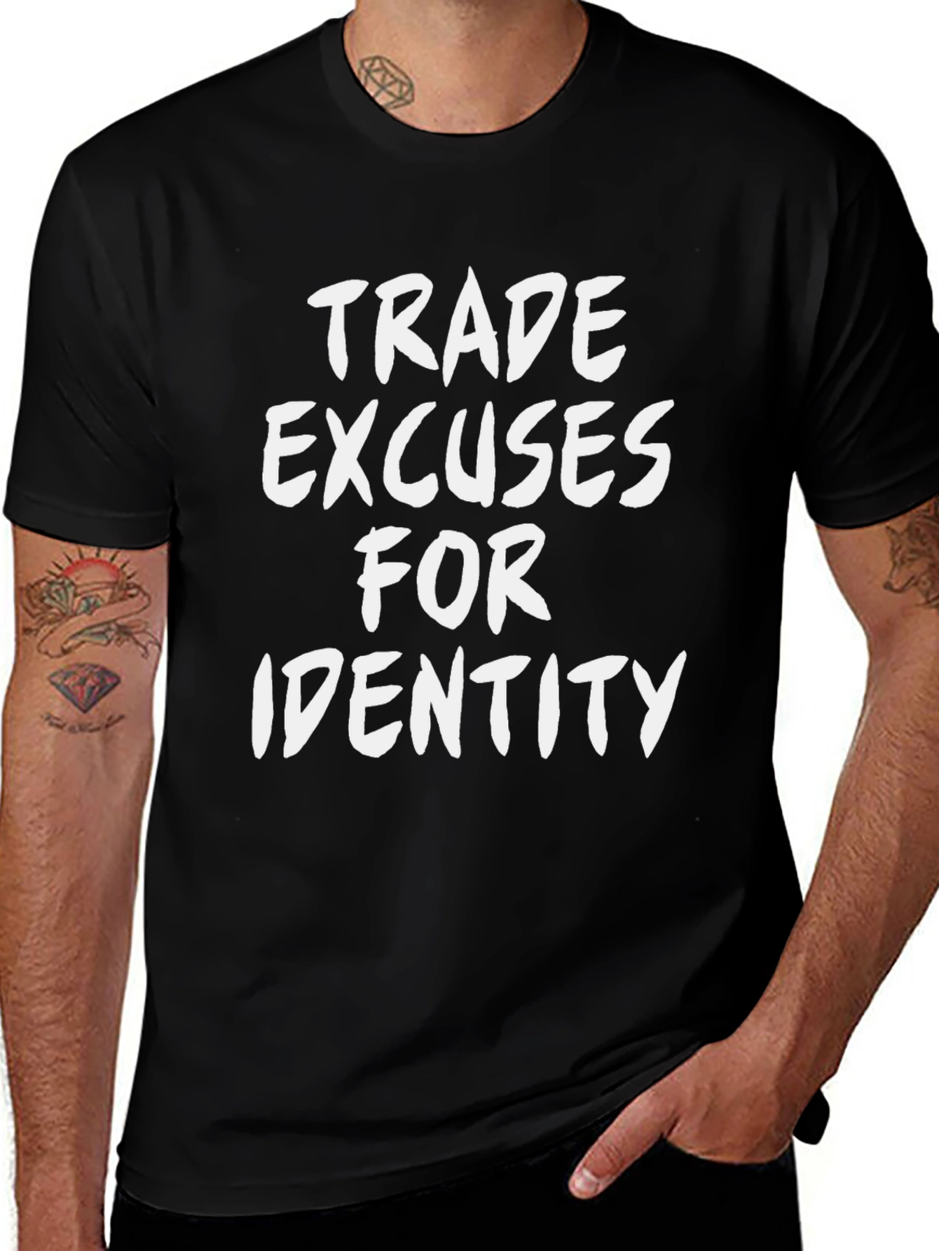 Trade Excuses for Identity Black Graphic T-Shirt