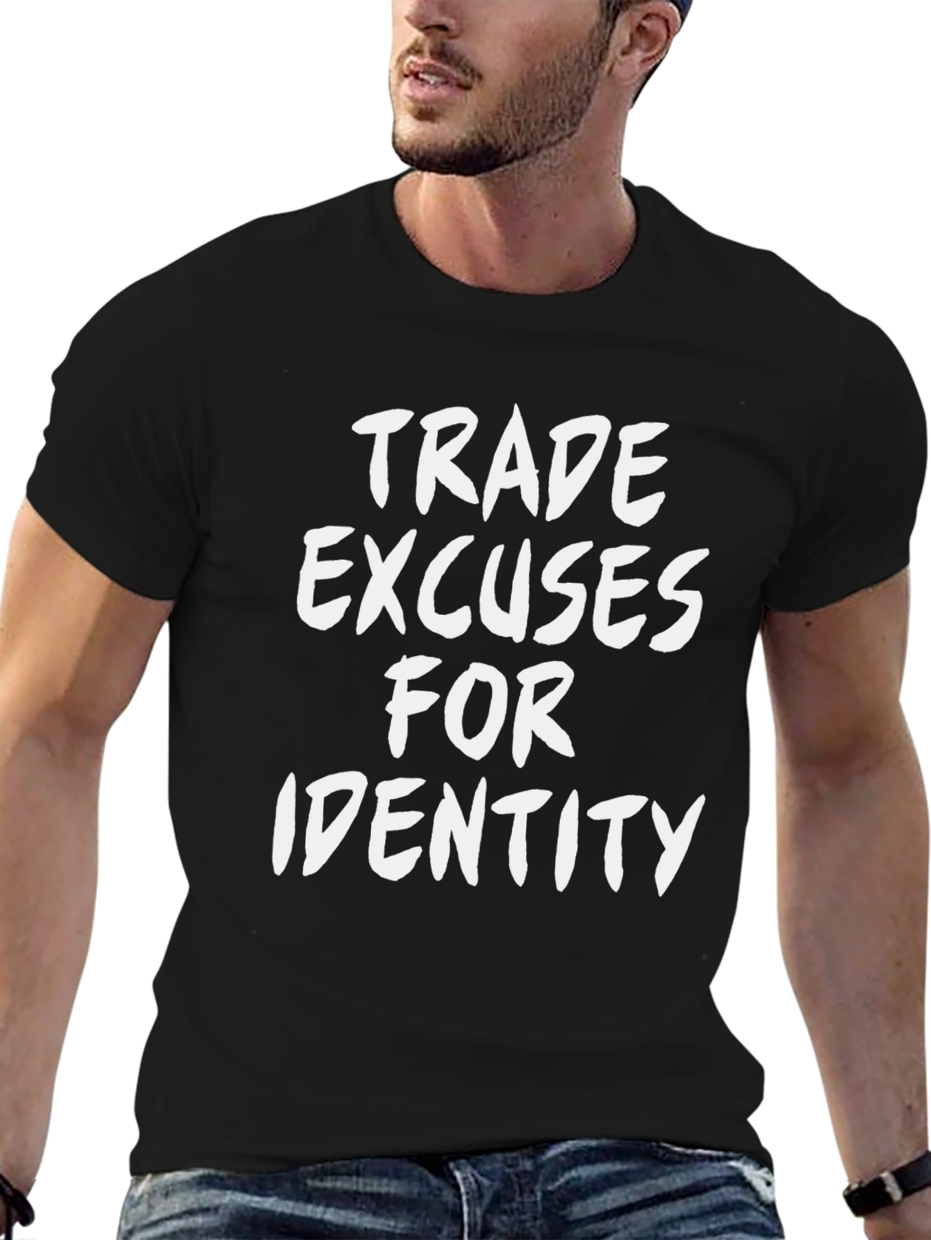 Trade Excuses for Identity Black Graphic T-Shirt