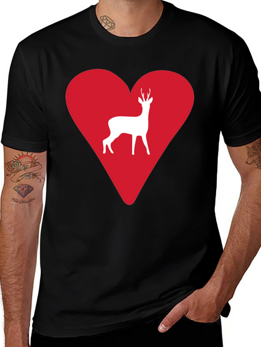 Deer Heart Graphic Tee - Mens Black T-Shirt