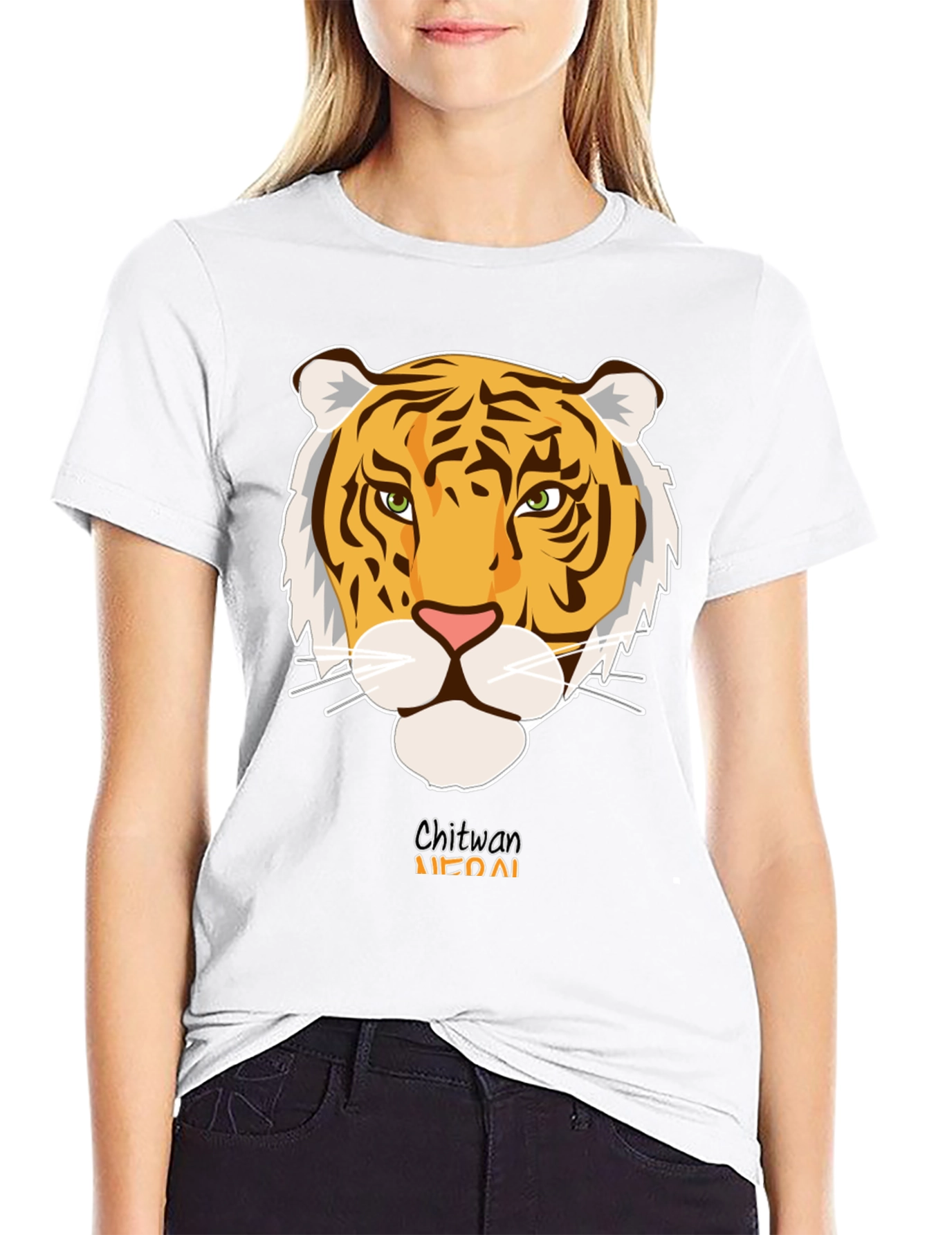 Chitwan Nepal Tiger Graphic Tee - Black