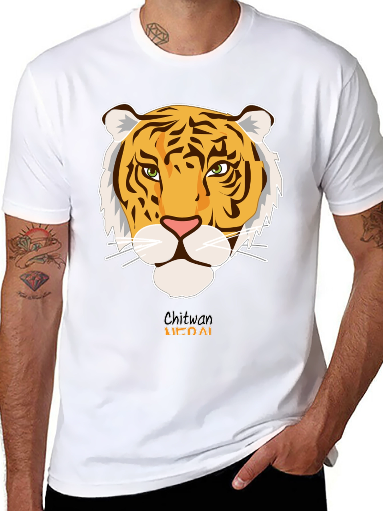 Chitwan Nepal Tiger Graphic Tee - Black