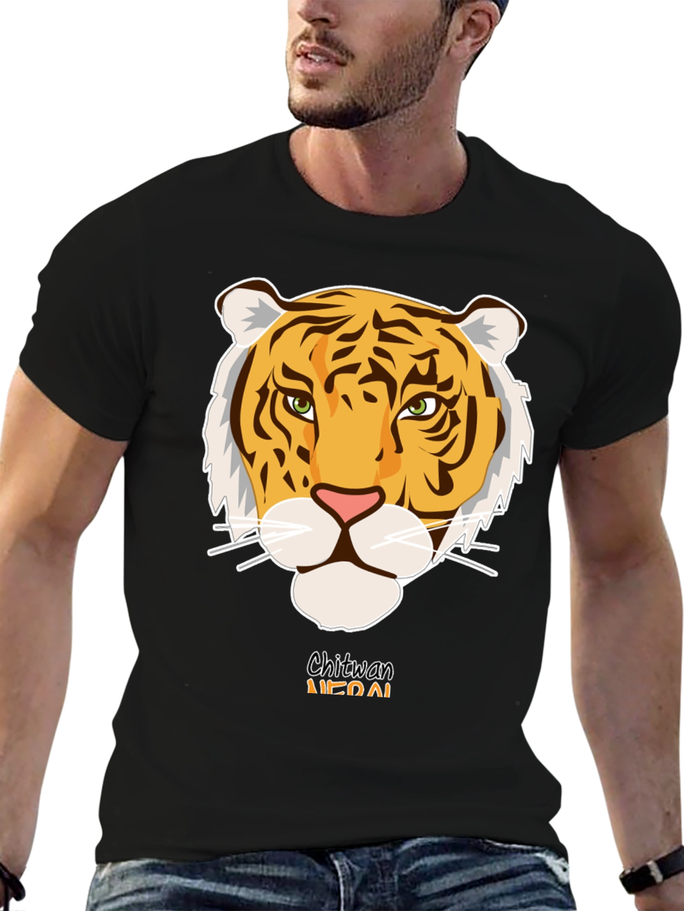 Chitwan Nepal Tiger Graphic Tee - Black