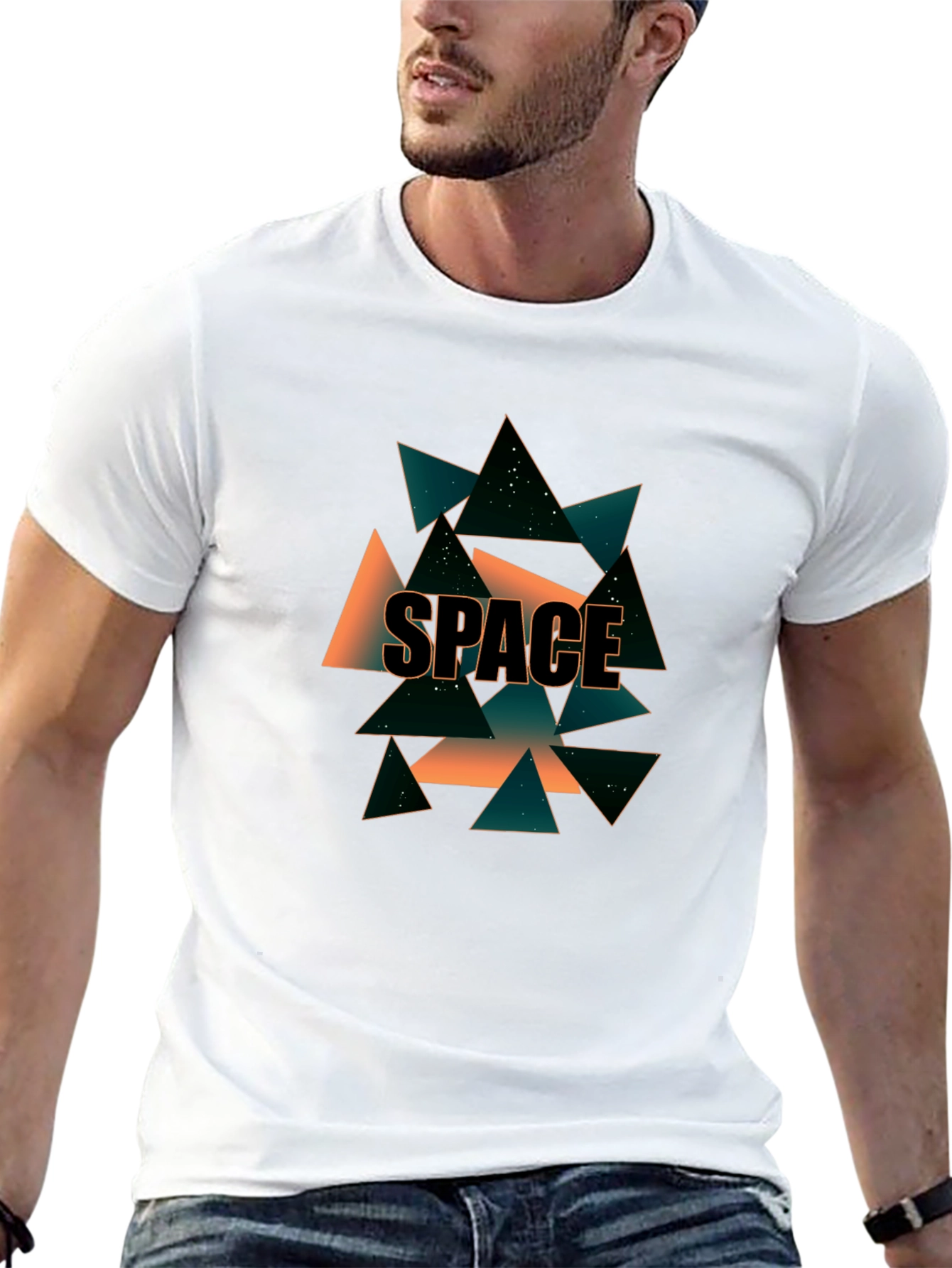 Geometric Space T-Shirt - Modern Graphic Tee