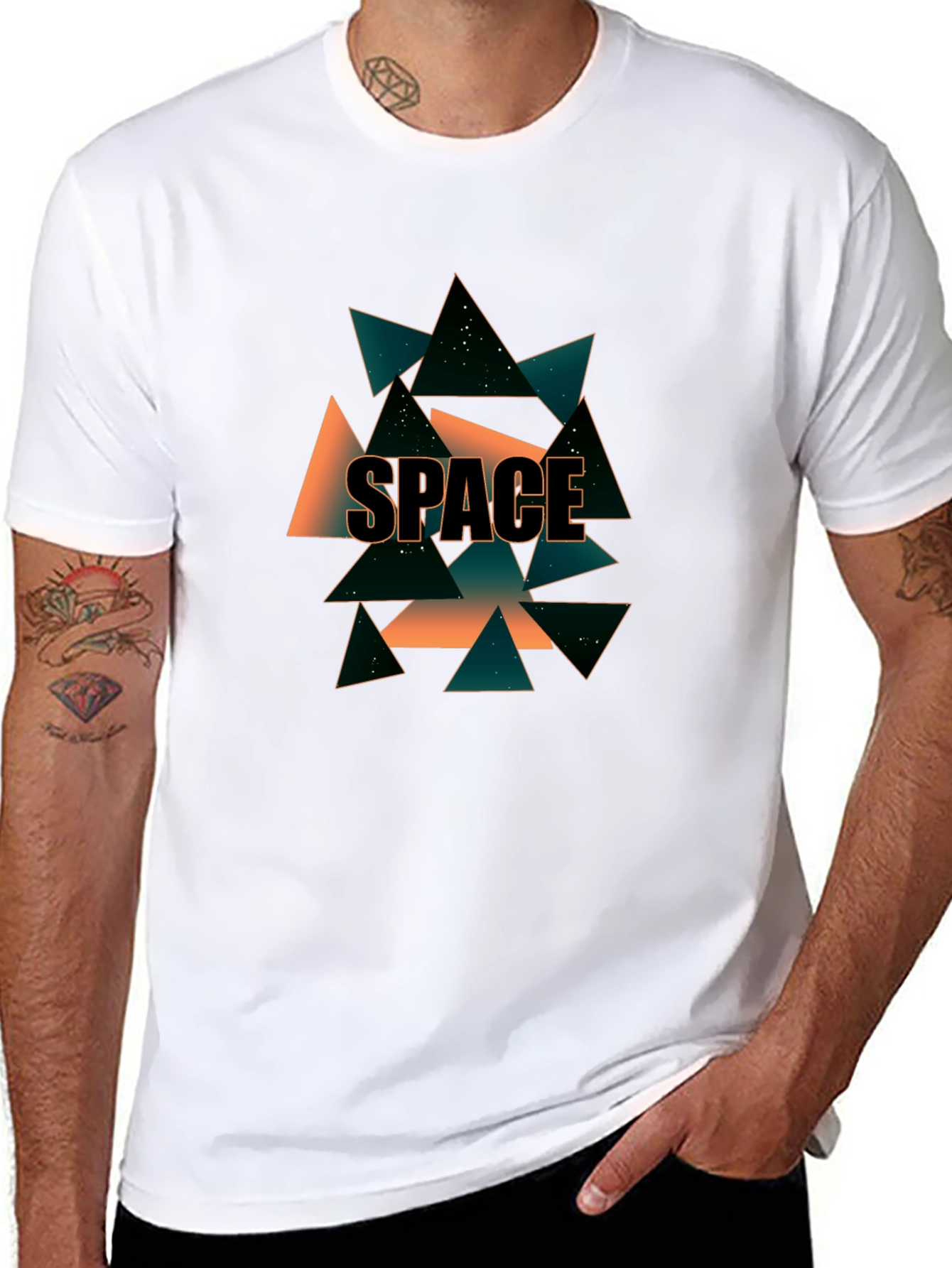 Geometric Space T-Shirt - Modern Graphic Tee